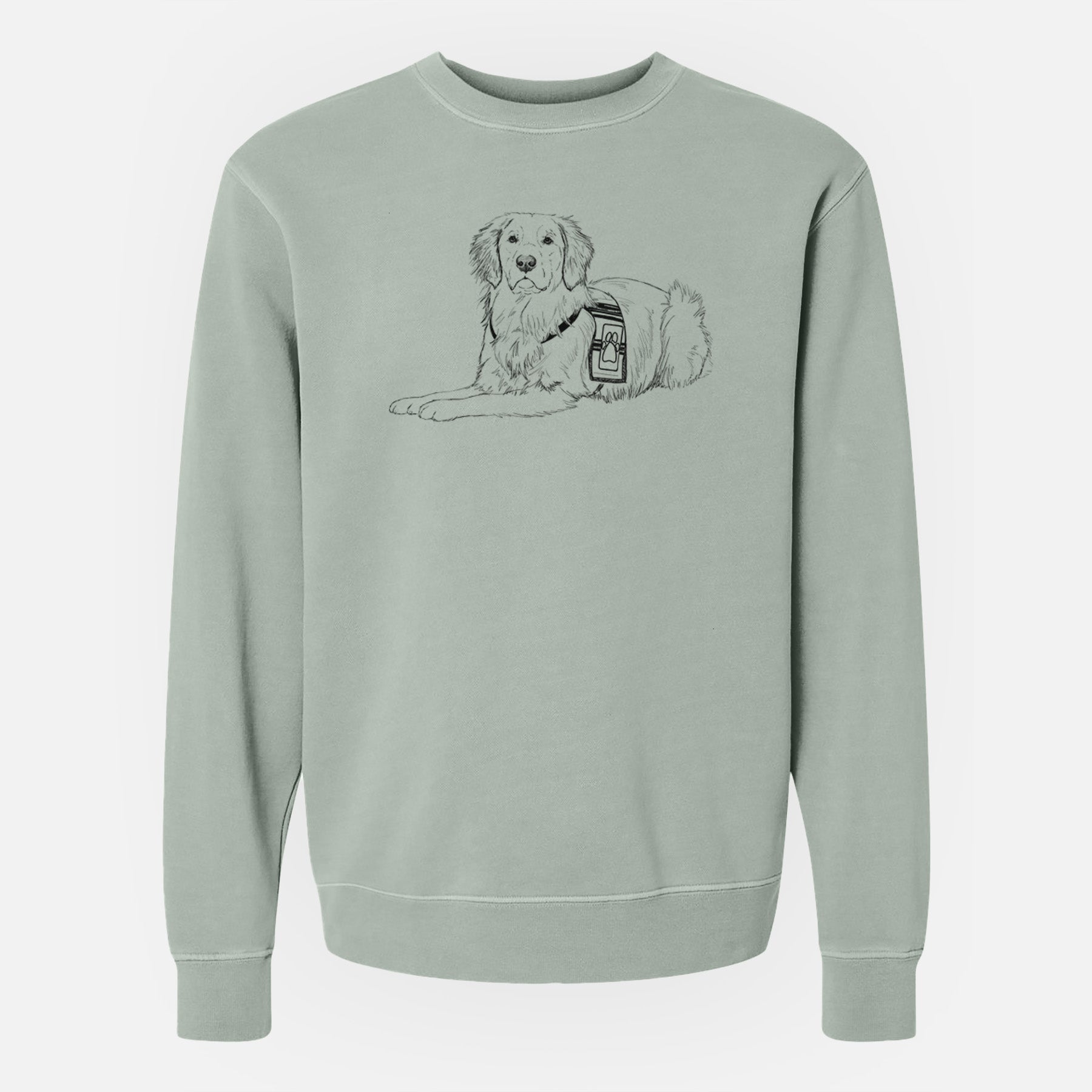 Doodled Gus the Golden Retriever - Unisex Pigment Dyed Crew Sweatshirt