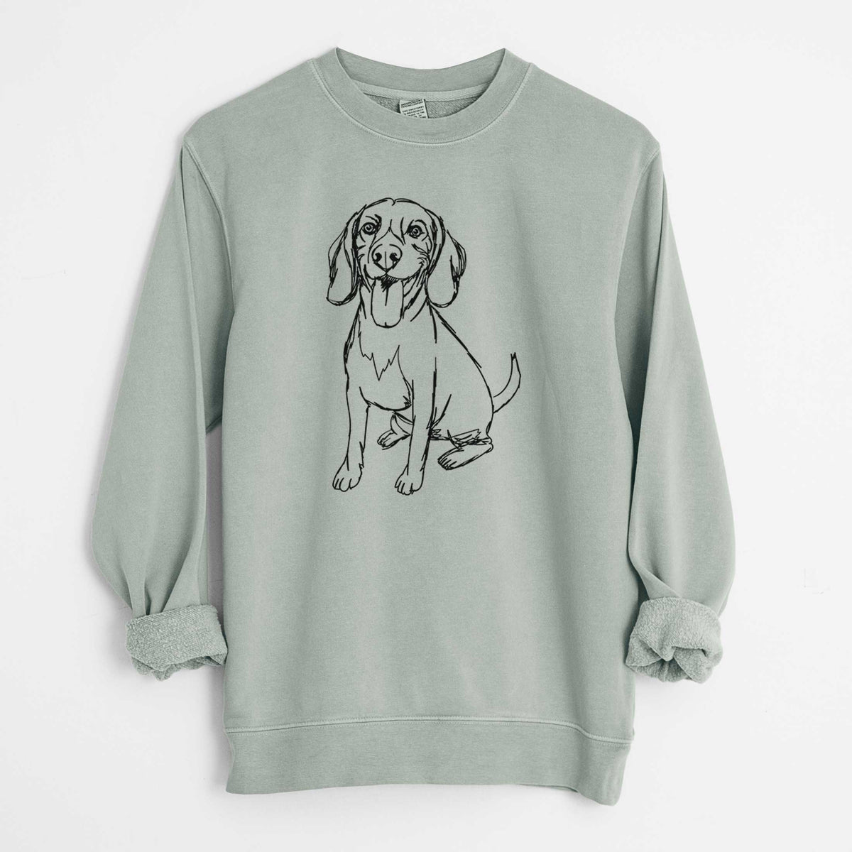 Doodled Halo the Beagle - Unisex Pigment Dyed Crew Sweatshirt
