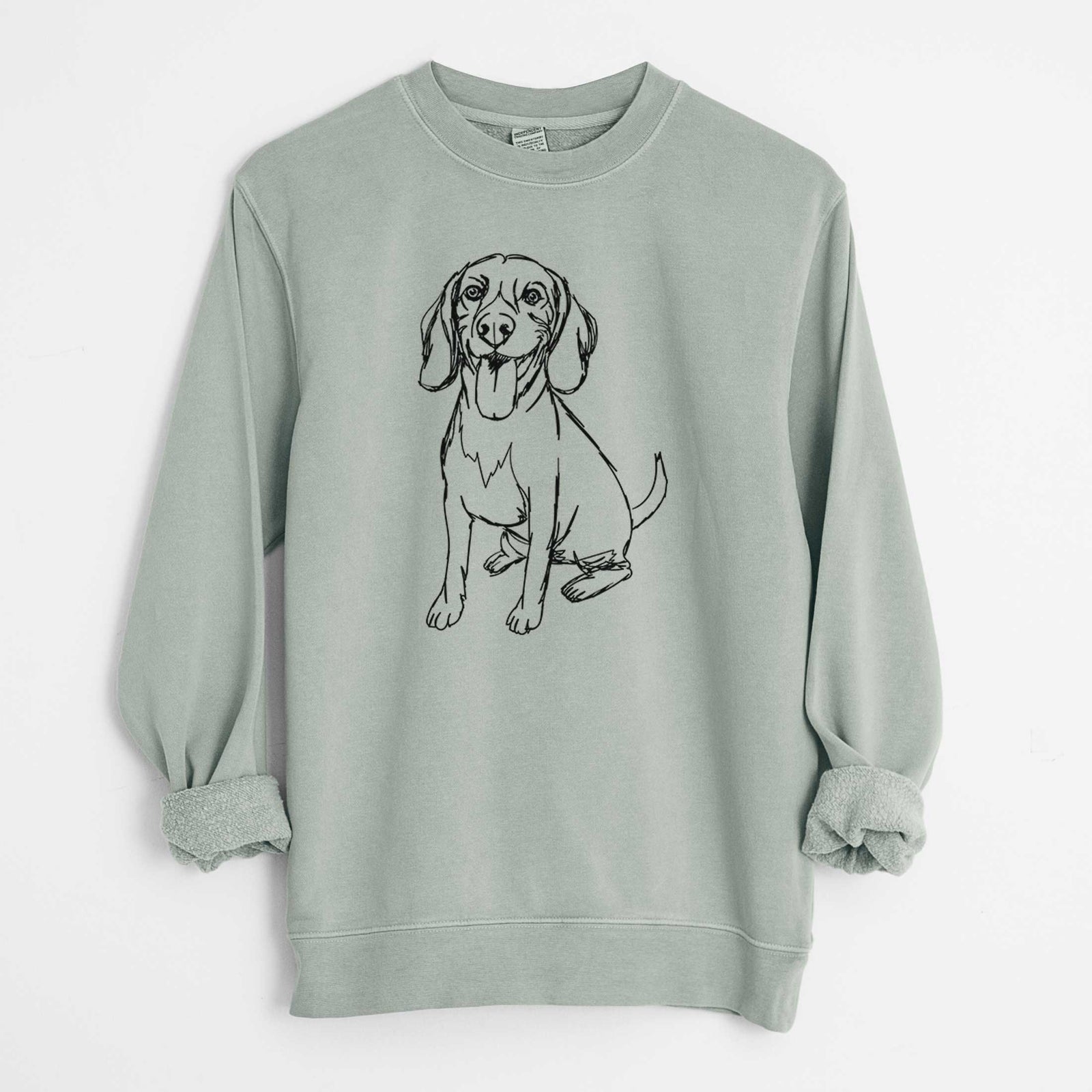 Doodled Halo the Beagle - Unisex Pigment Dyed Crew Sweatshirt