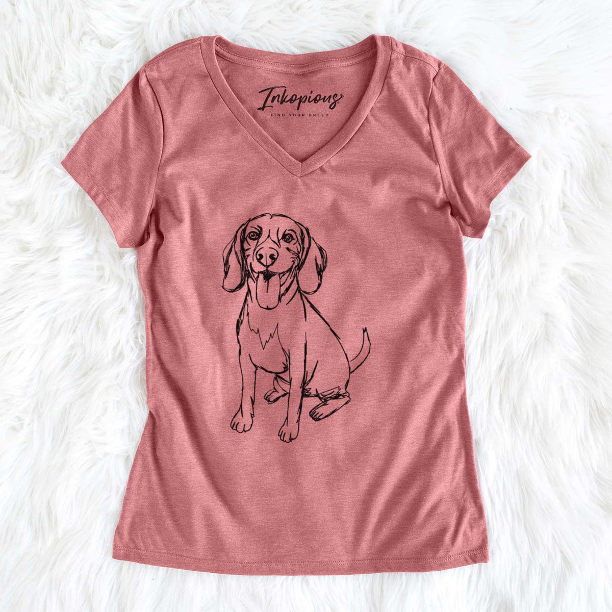 Doodled Halo the Beagle - Women&#39;s V-neck Shirt