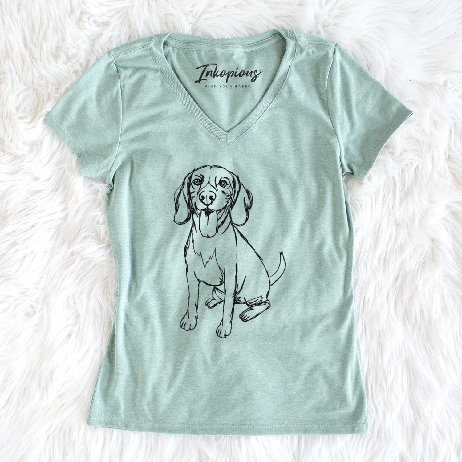 Doodled Halo the Beagle - Women's V-neck Shirt