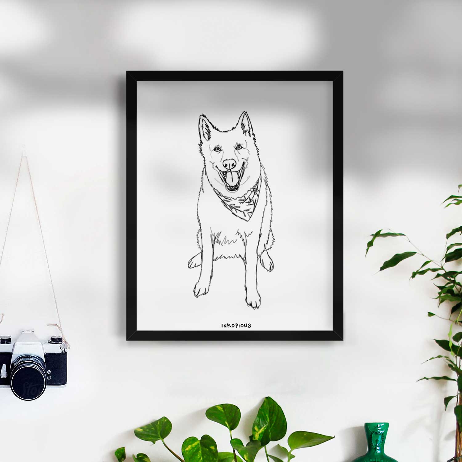 Doodled Hannah the Siberian Husky Art Print