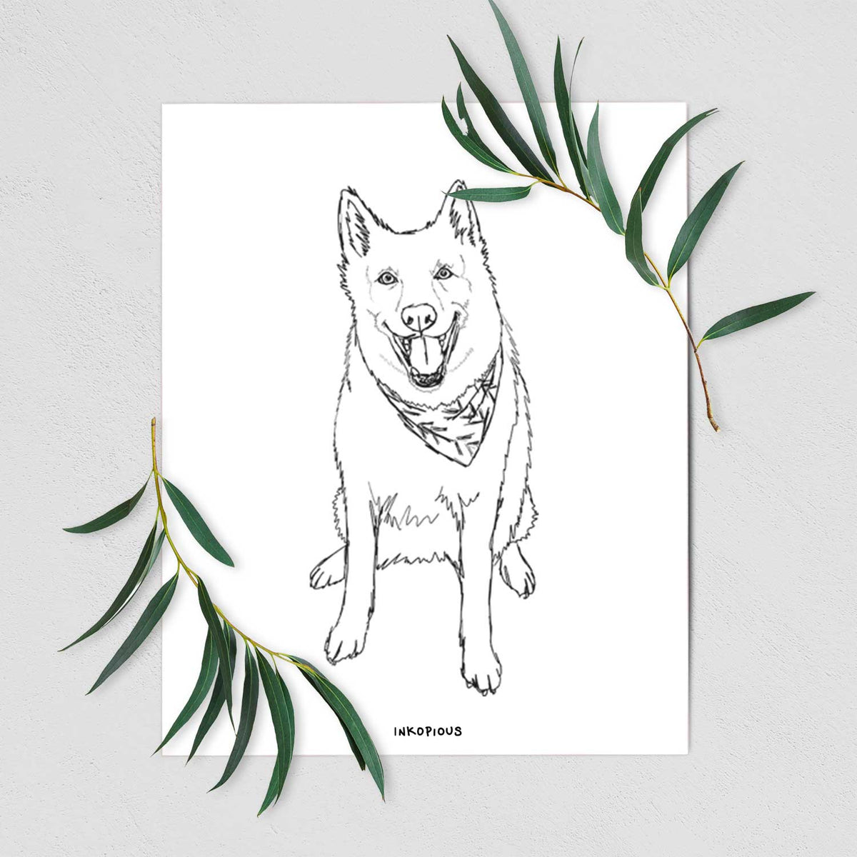 Doodled Hannah the Siberian Husky Art Print