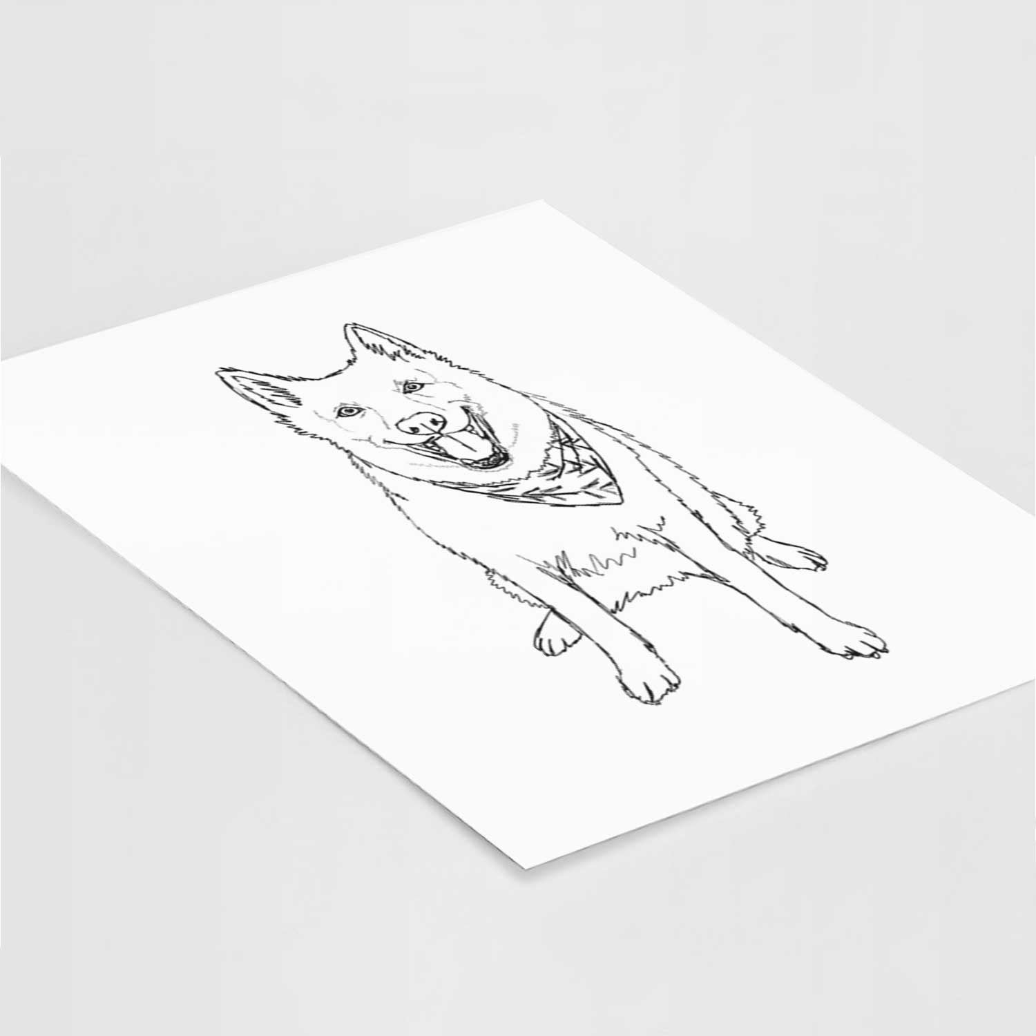 Doodled Hannah the Siberian Husky Art Print