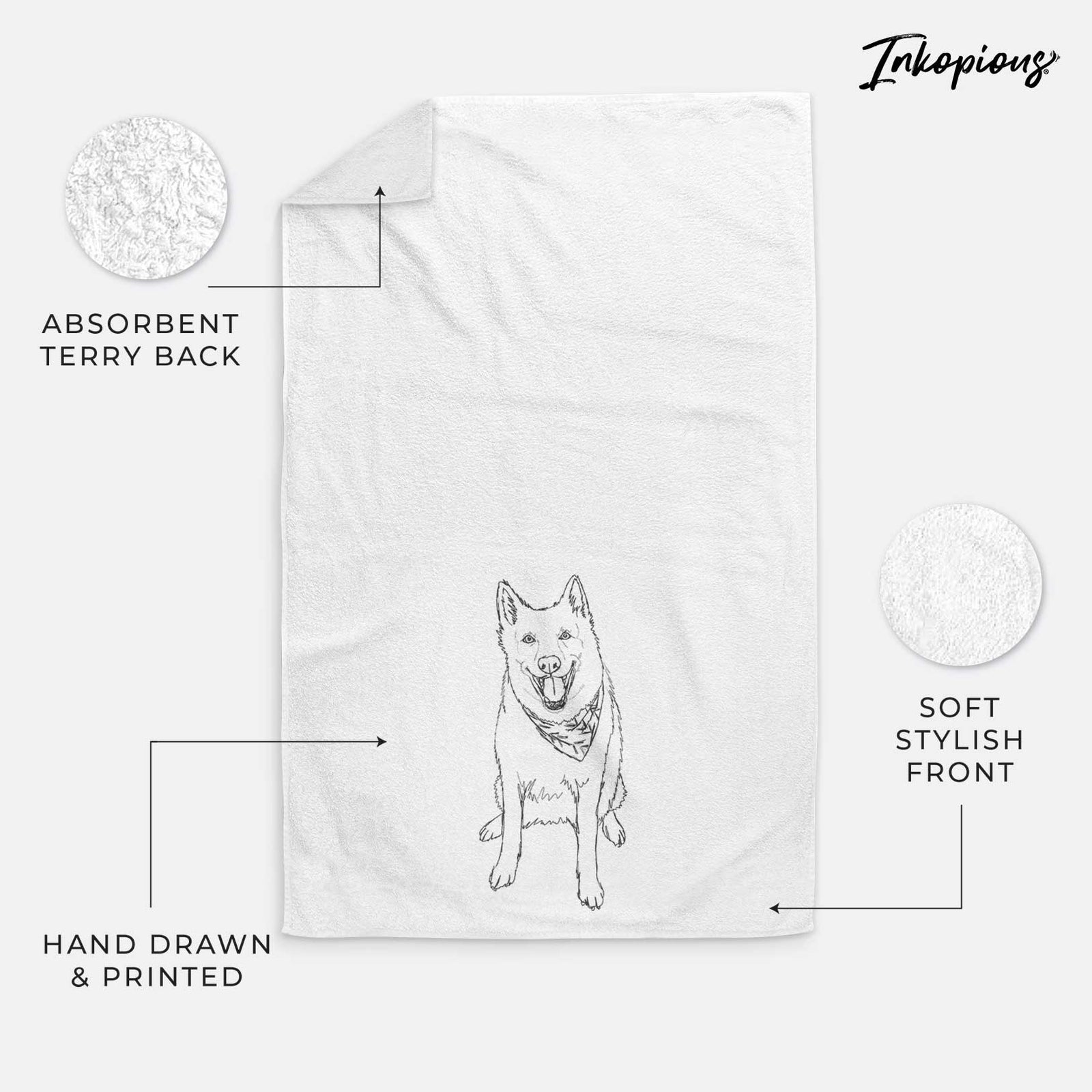 Doodled Hannah the Siberian Husky Decorative Hand Towel