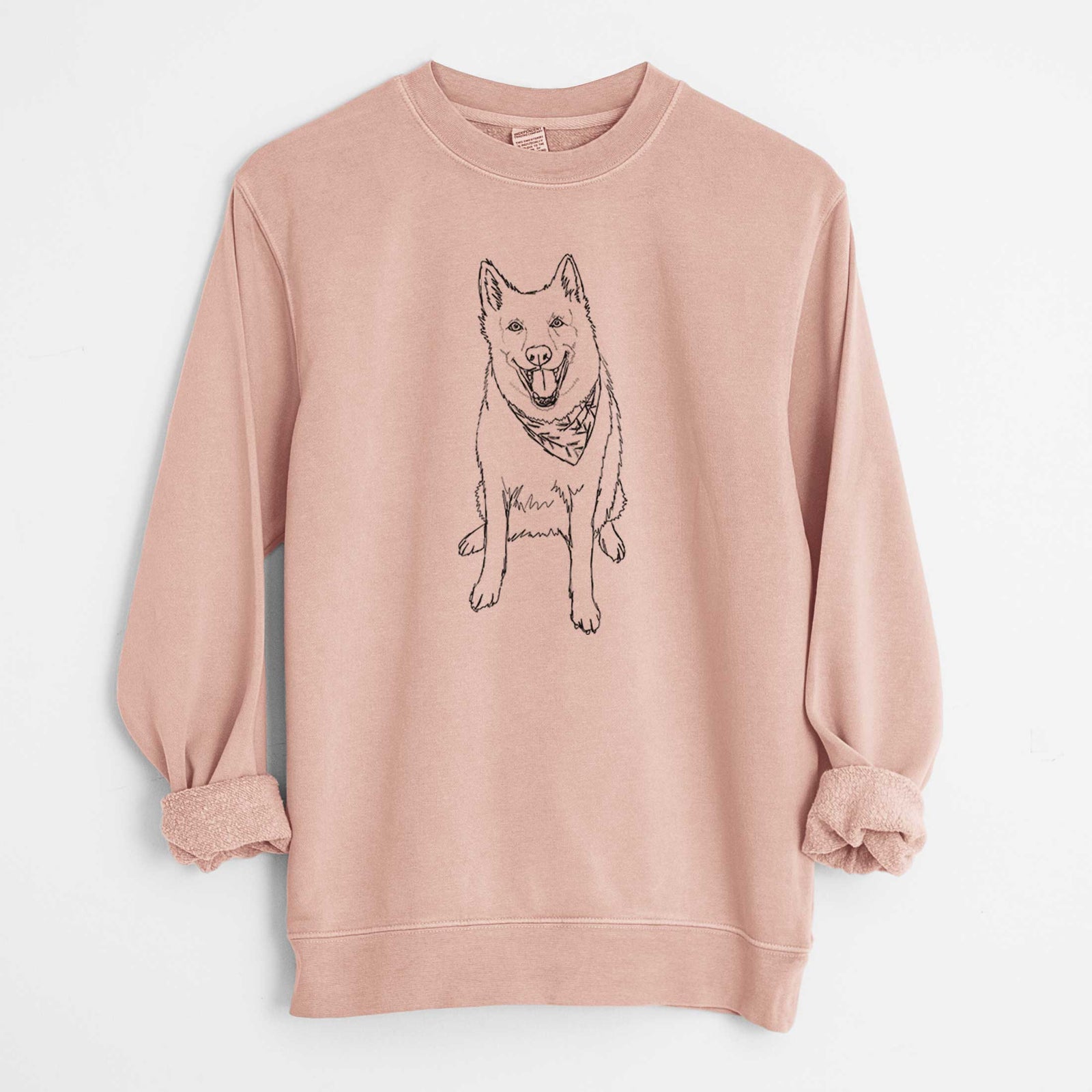 Doodled Hannah the Siberian Husky - Unisex Pigment Dyed Crew Sweatshirt