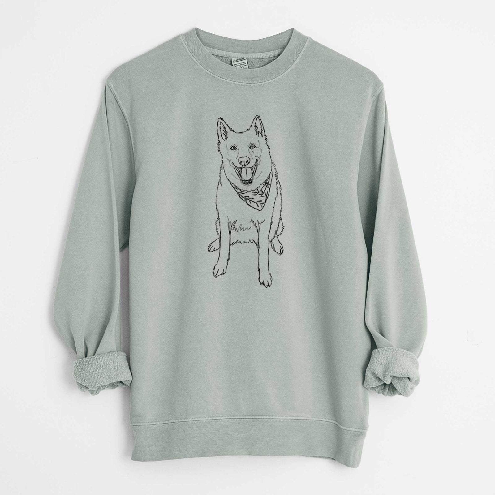 Doodled Hannah the Siberian Husky - Unisex Pigment Dyed Crew Sweatshirt