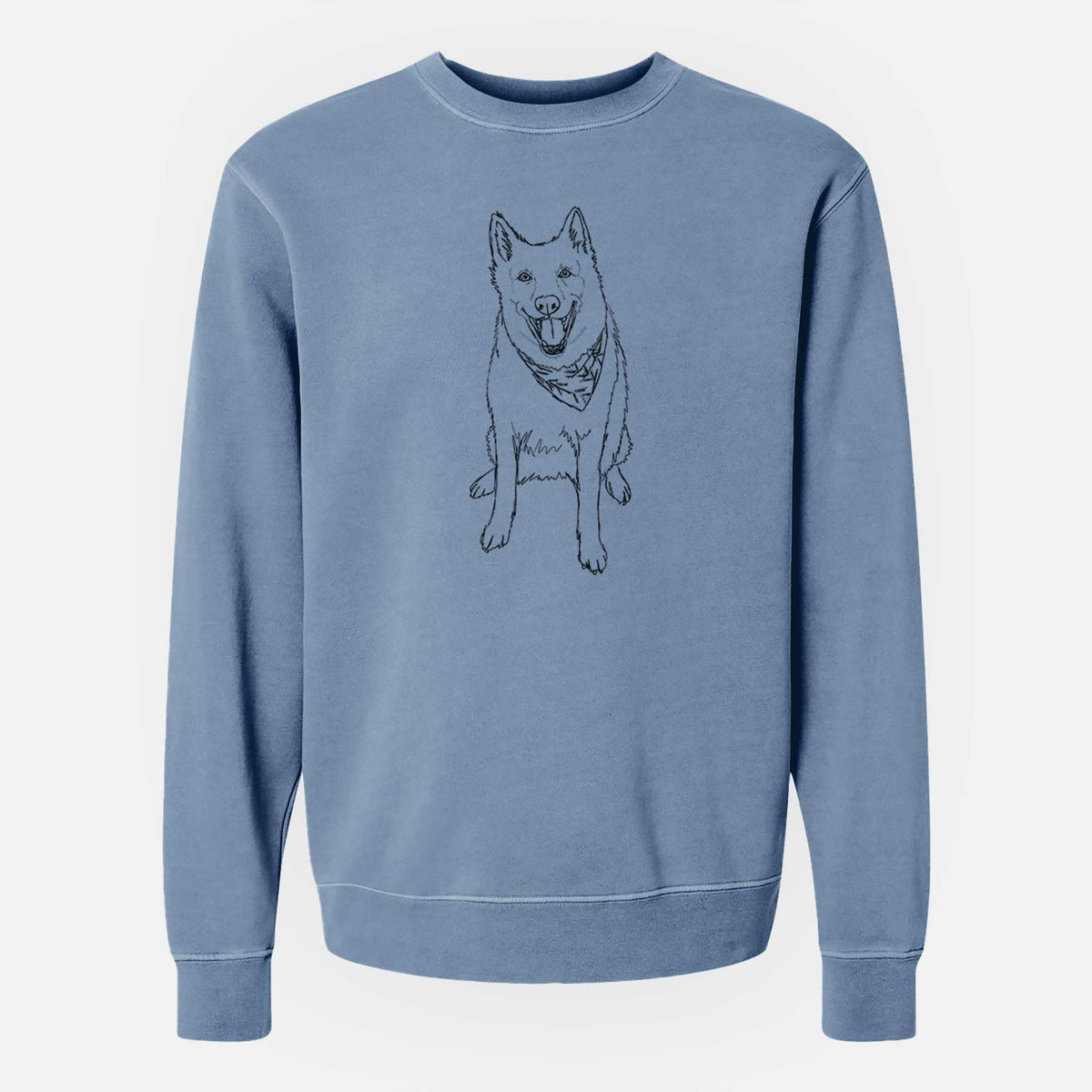 Doodled Hannah the Siberian Husky - Unisex Pigment Dyed Crew Sweatshirt