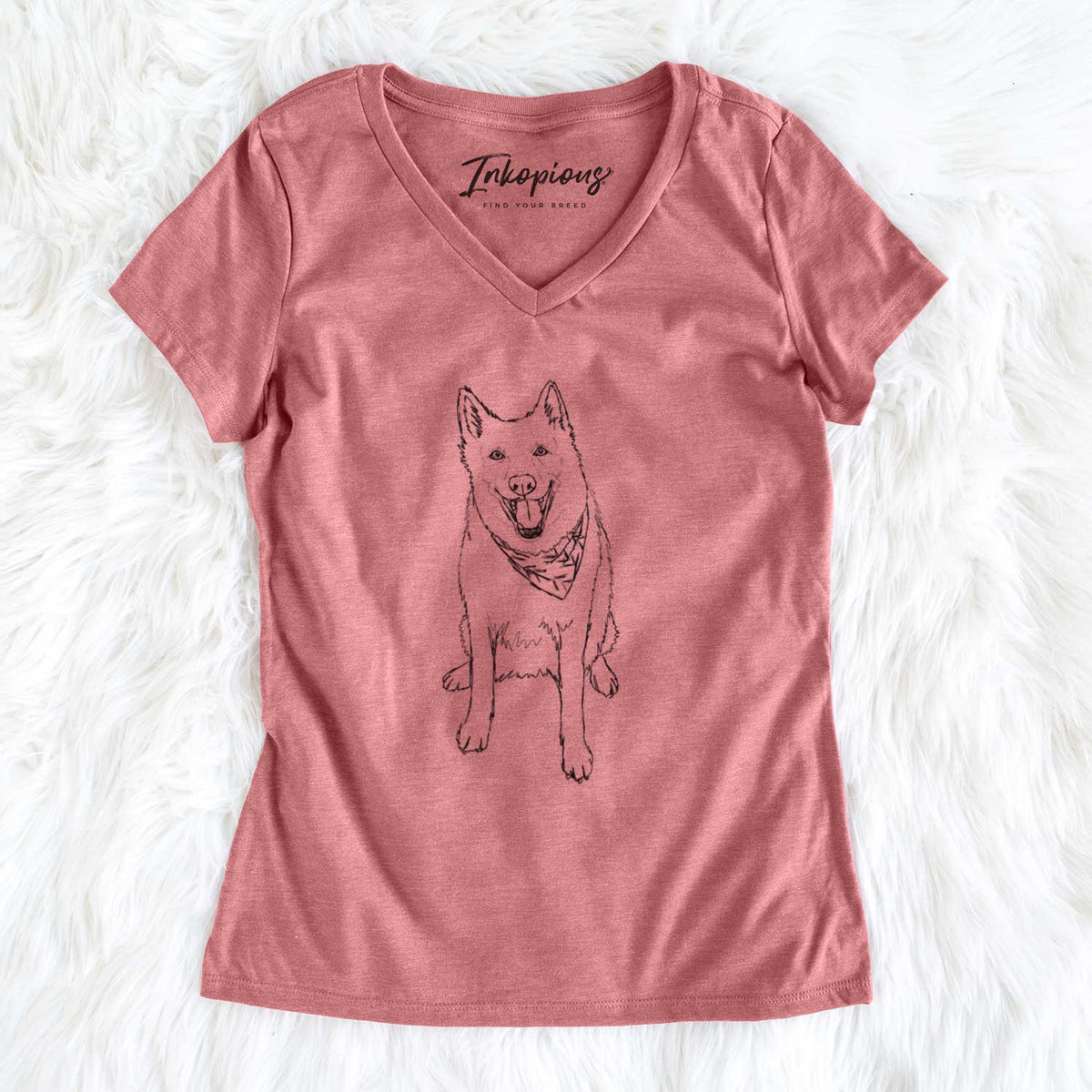 Doodled Hannah the Siberian Husky - Women&#39;s V-neck Shirt