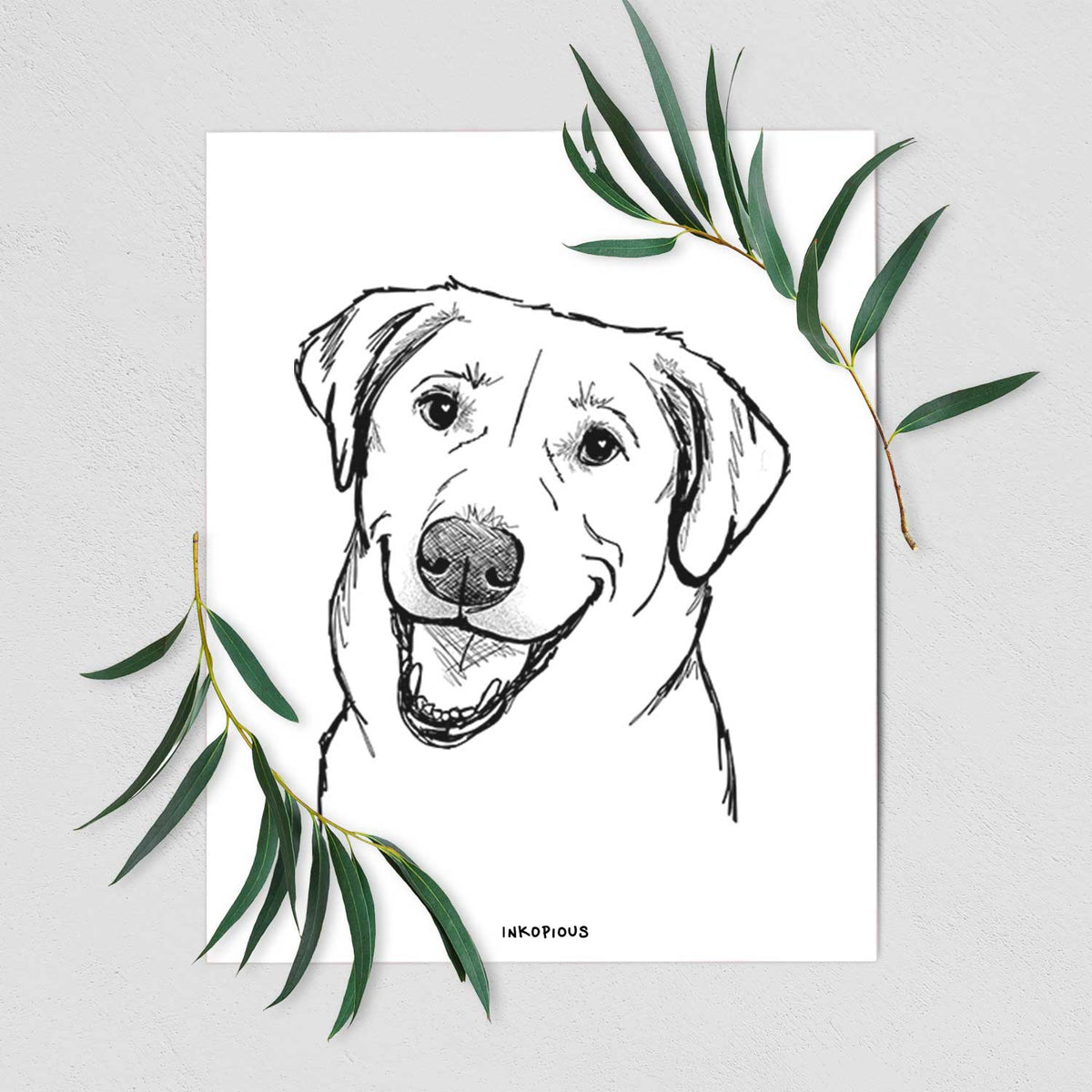 Doodled Happy Harley the Lab Mix Art Print