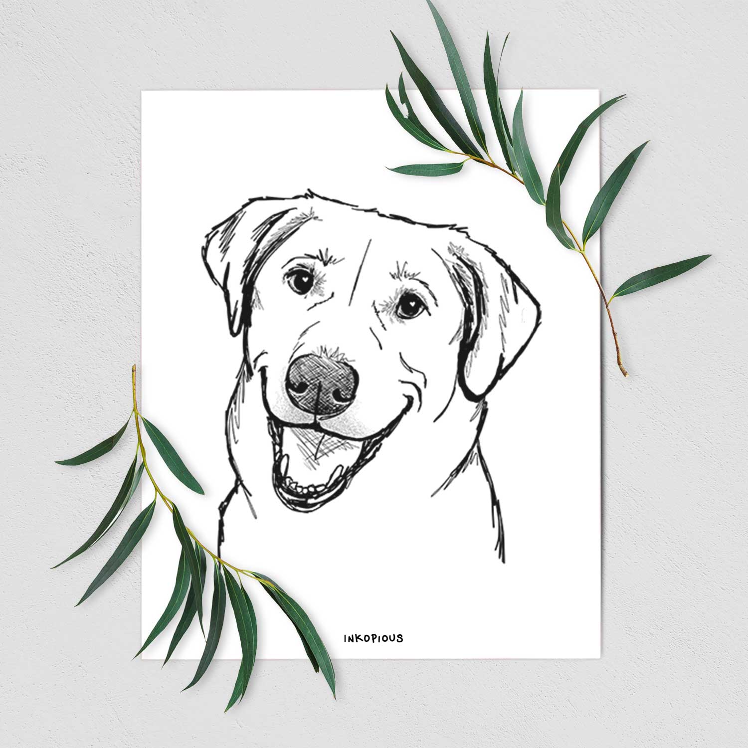 Doodled Happy Harley the Lab Mix Art Print