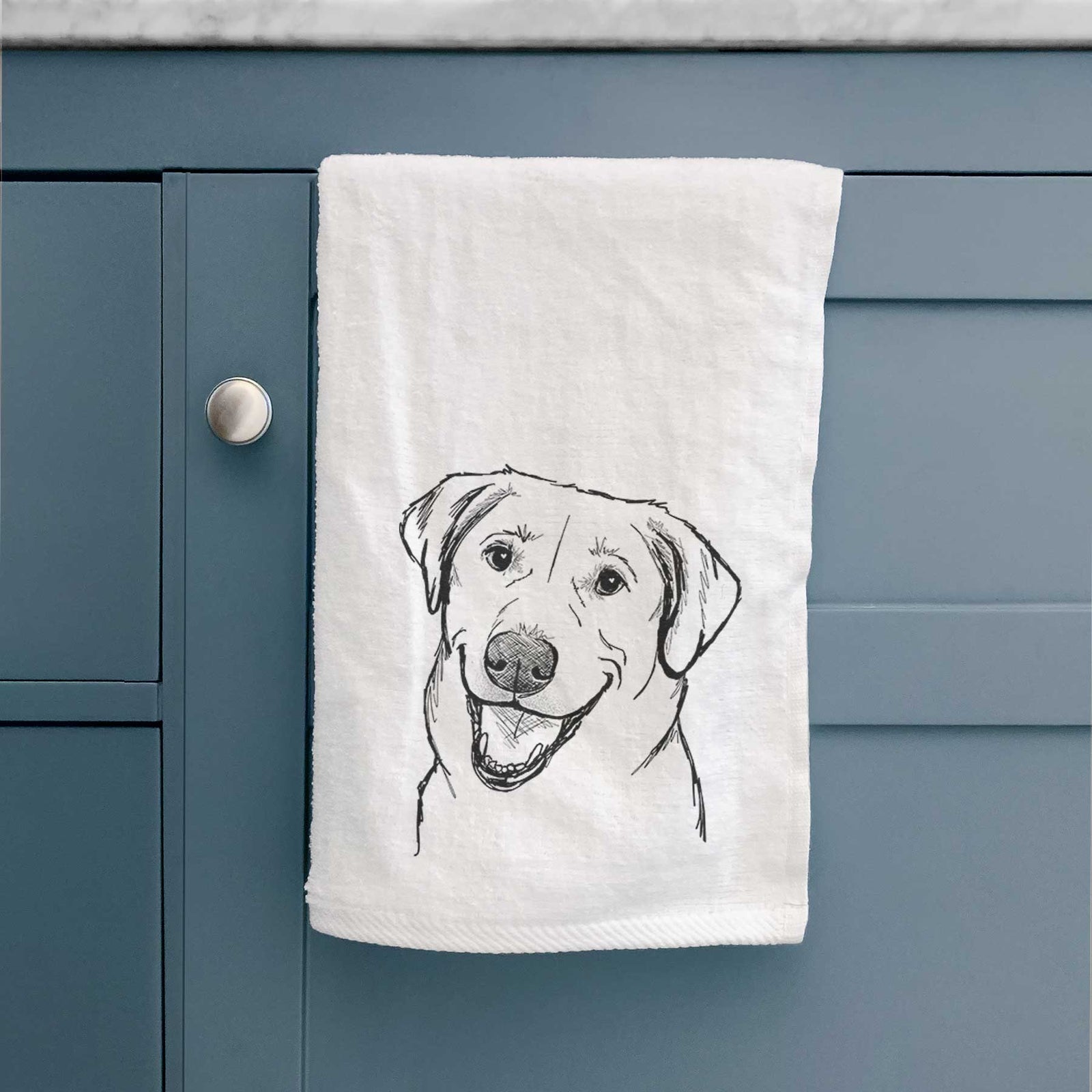 Doodled Happy Harley the Lab Mix Decorative Hand Towel