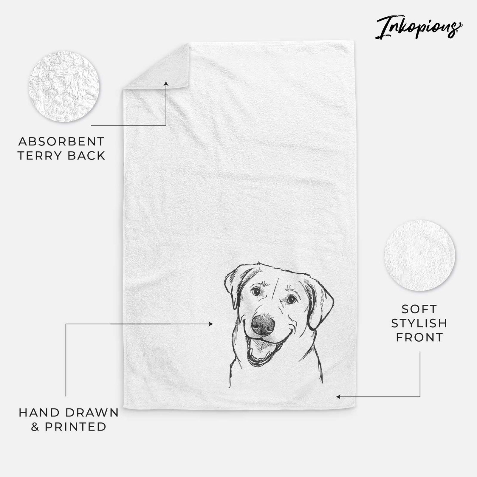 Doodled Happy Harley the Lab Mix Decorative Hand Towel
