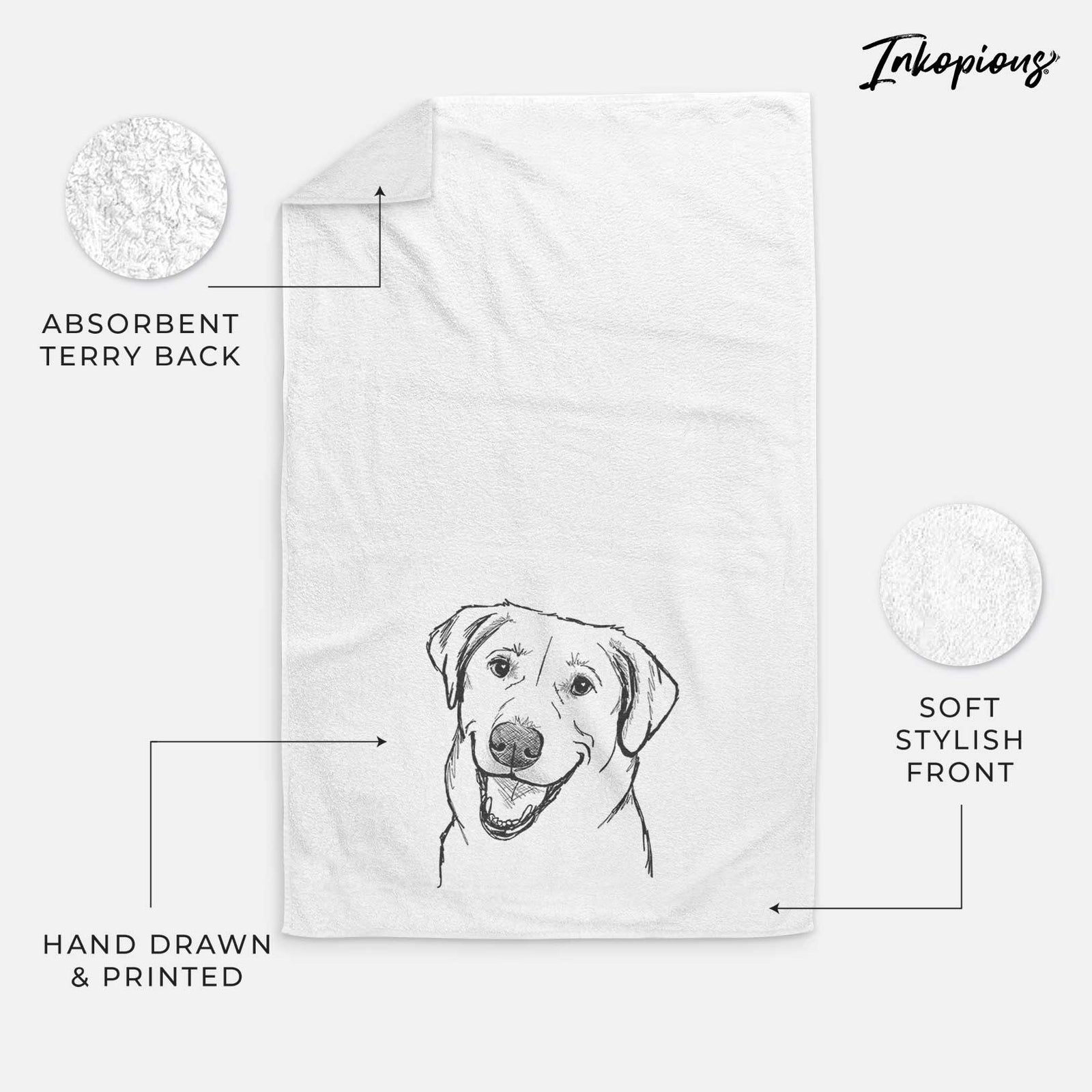 Doodled Happy Harley the Lab Mix Decorative Hand Towel