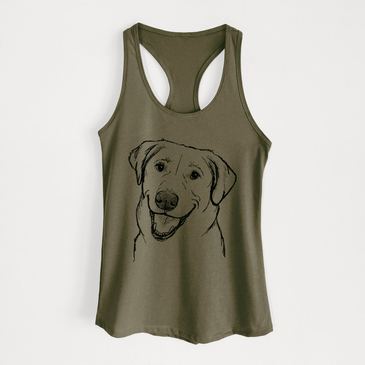 Doodled Happy Harley the Lab Mix - Women's Racerback Tanktop
