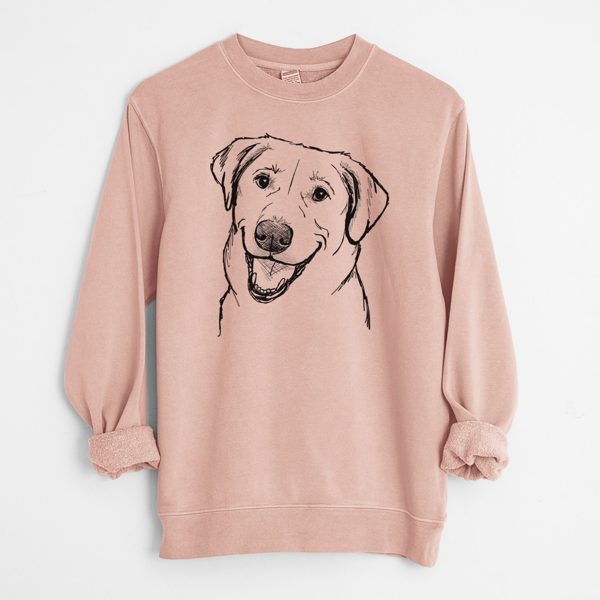 Doodled Happy Harley the Lab Mix - Unisex Pigment Dyed Crew Sweatshirt