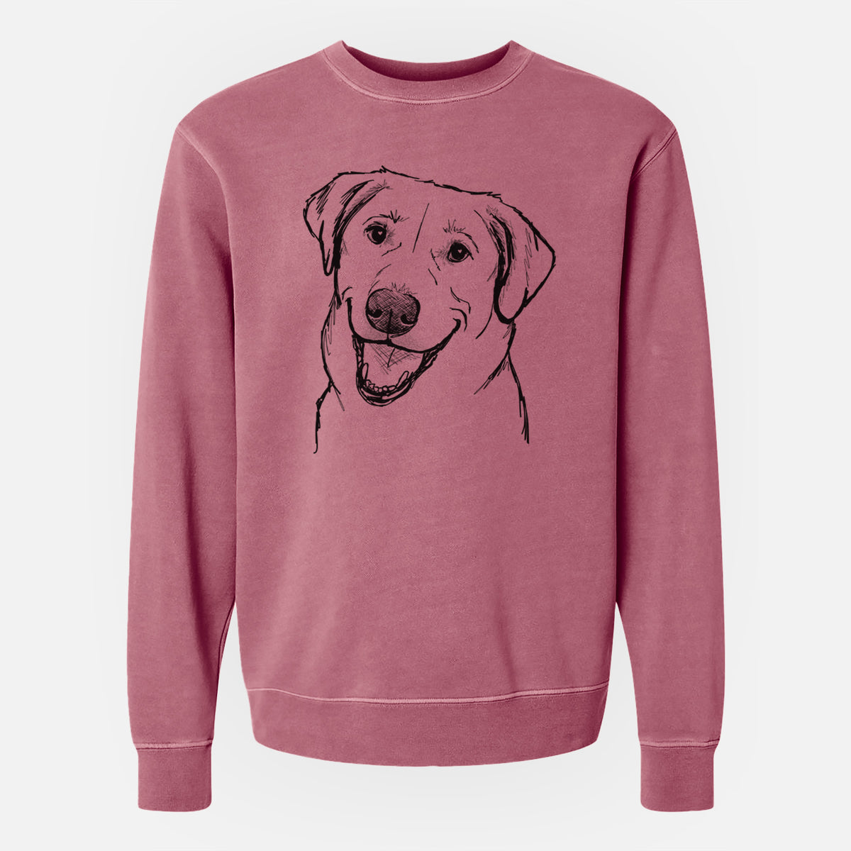 Doodled Happy Harley the Lab Mix - Unisex Pigment Dyed Crew Sweatshirt