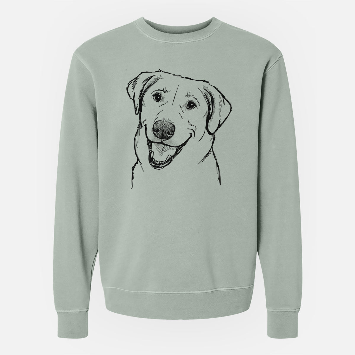 Doodled Happy Harley the Lab Mix - Unisex Pigment Dyed Crew Sweatshirt