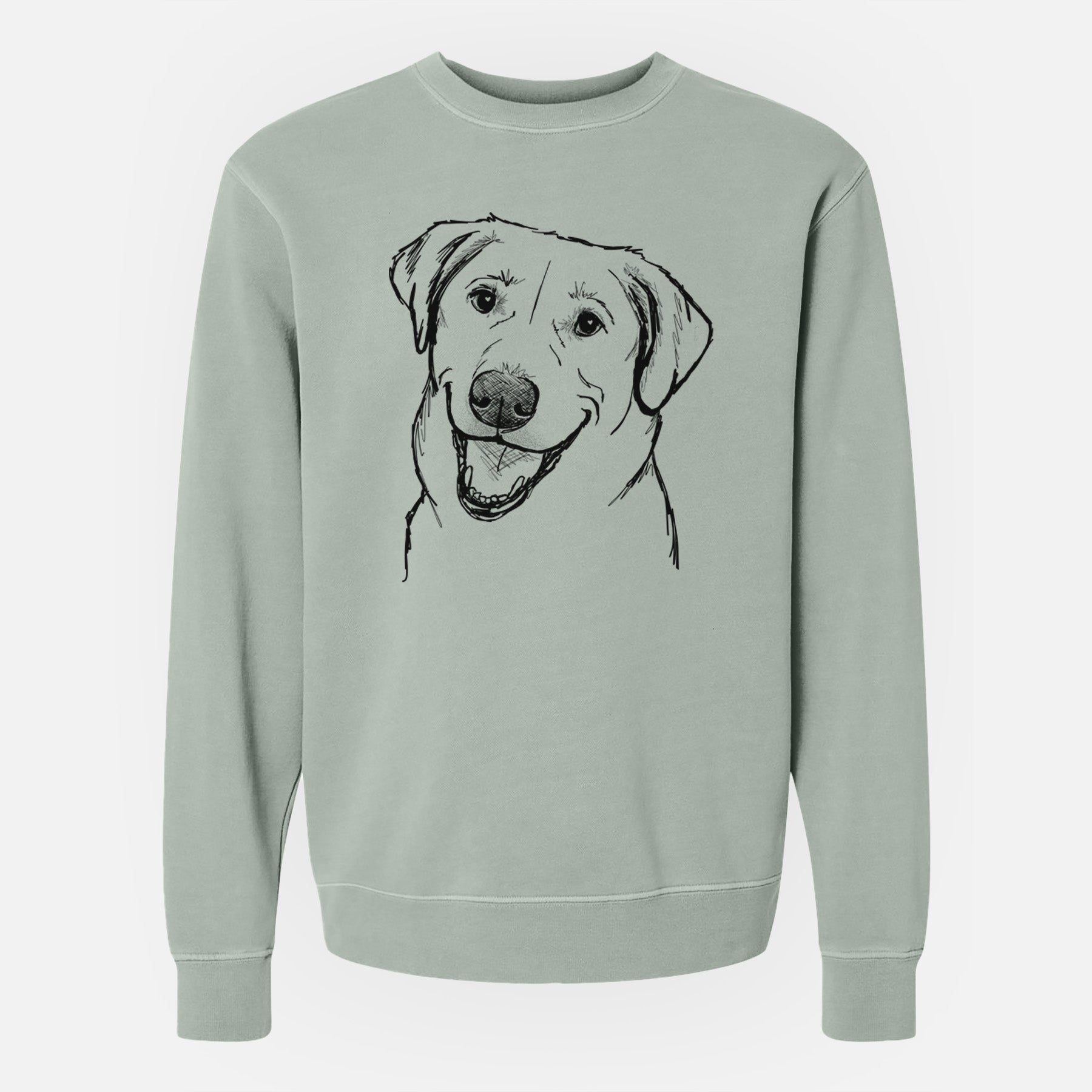 Doodled Happy Harley the Lab Mix - Unisex Pigment Dyed Crew Sweatshirt