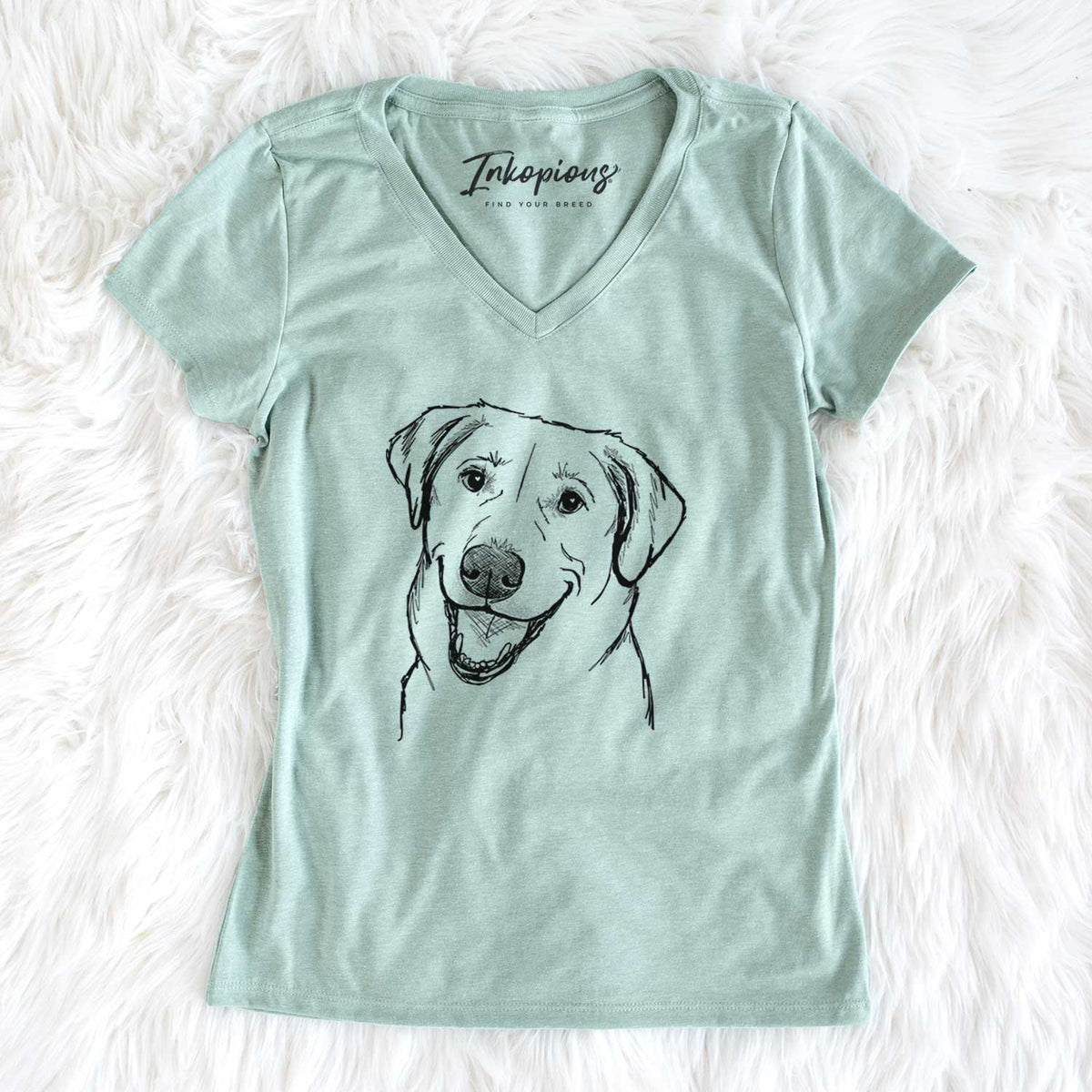 Doodled Happy Harley the Lab Mix - Women&#39;s V-neck Shirt