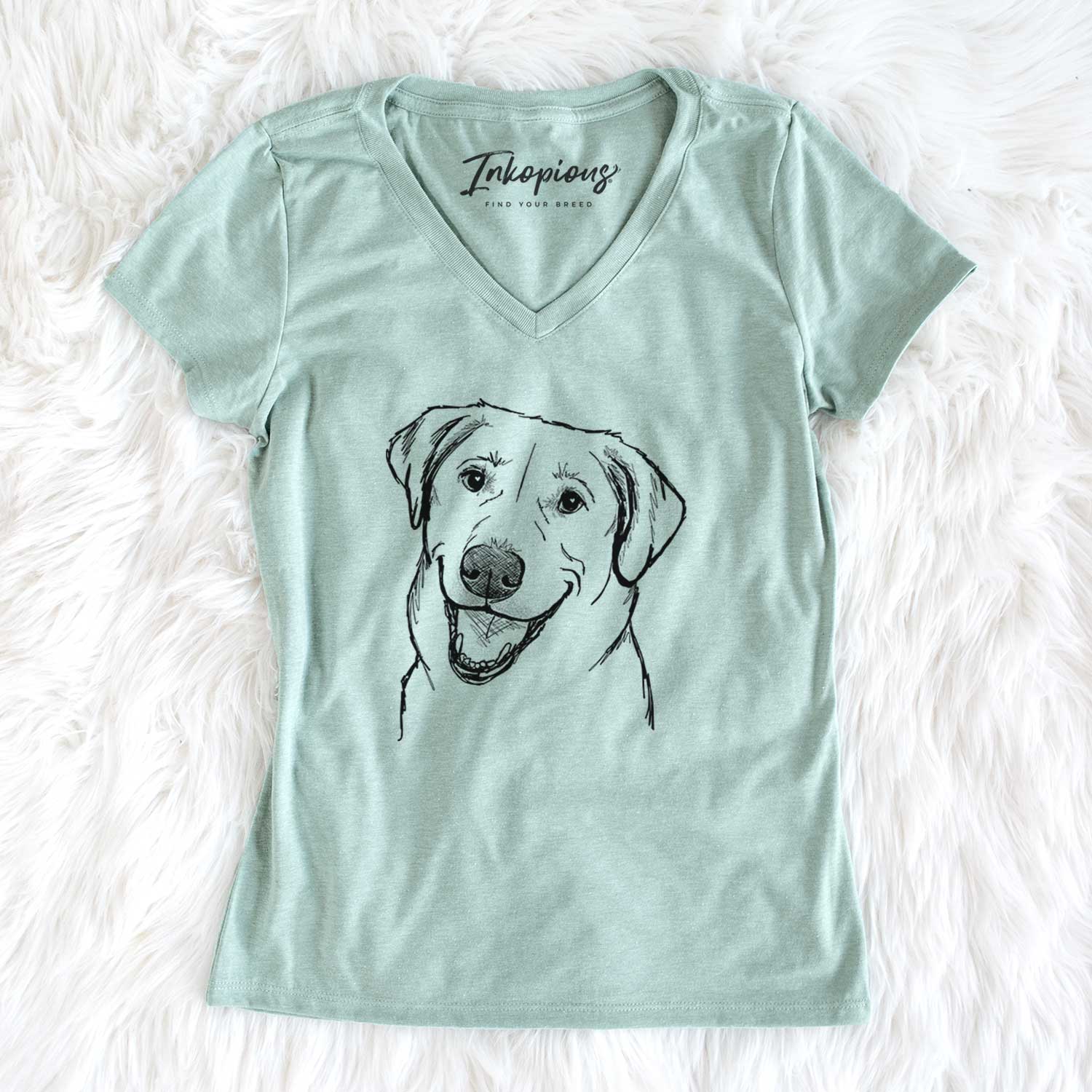 Doodled Happy Harley the Lab Mix - Women's V-neck Shirt