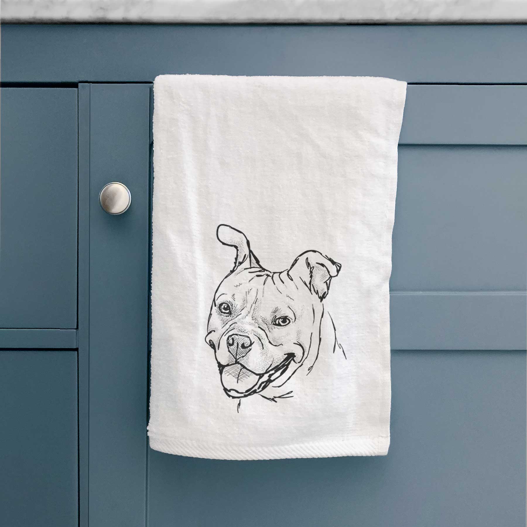 Doodled Happy Koda Bear the Pitbull Mix Decorative Hand Towel