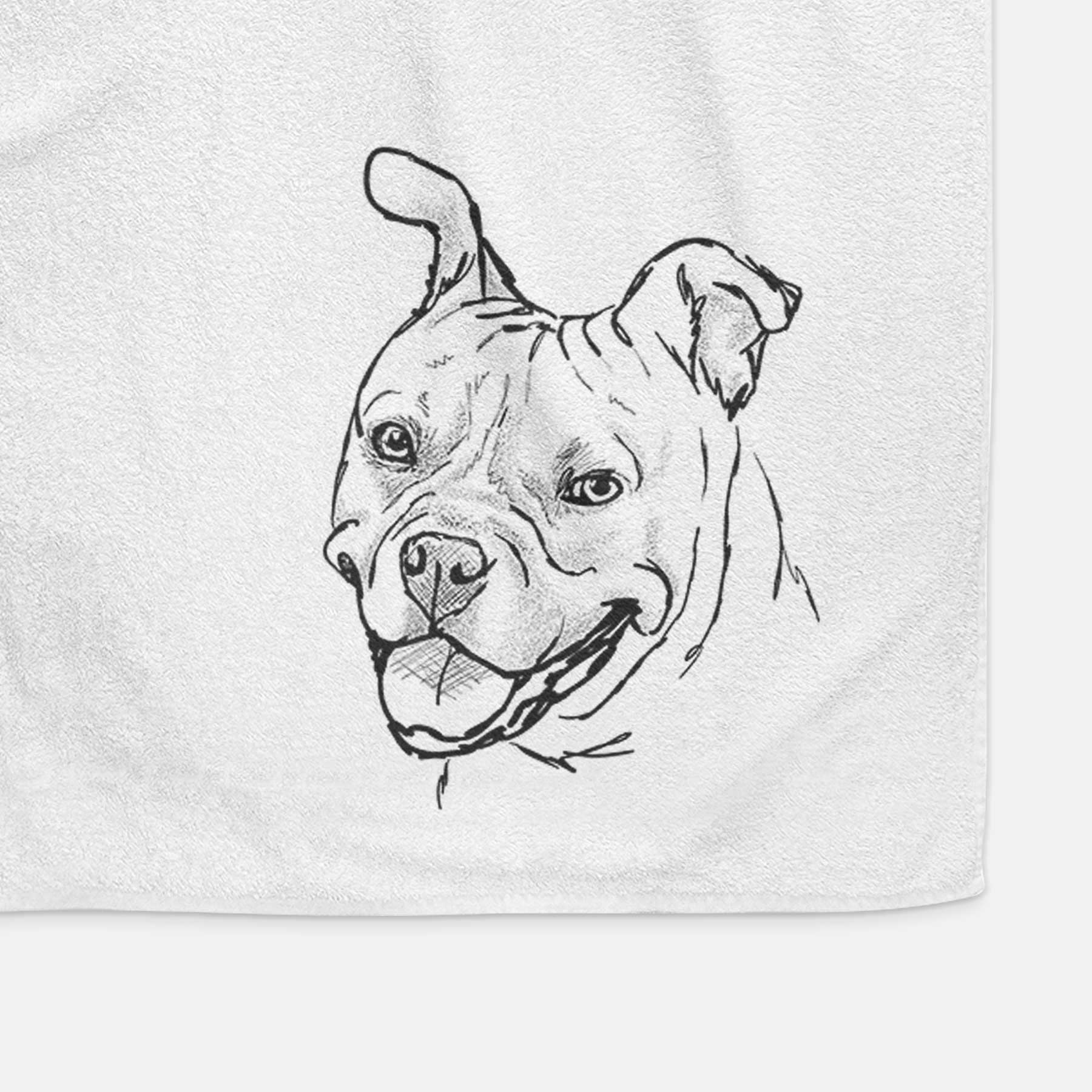 Doodled Happy Koda Bear the Pitbull Mix Decorative Hand Towel