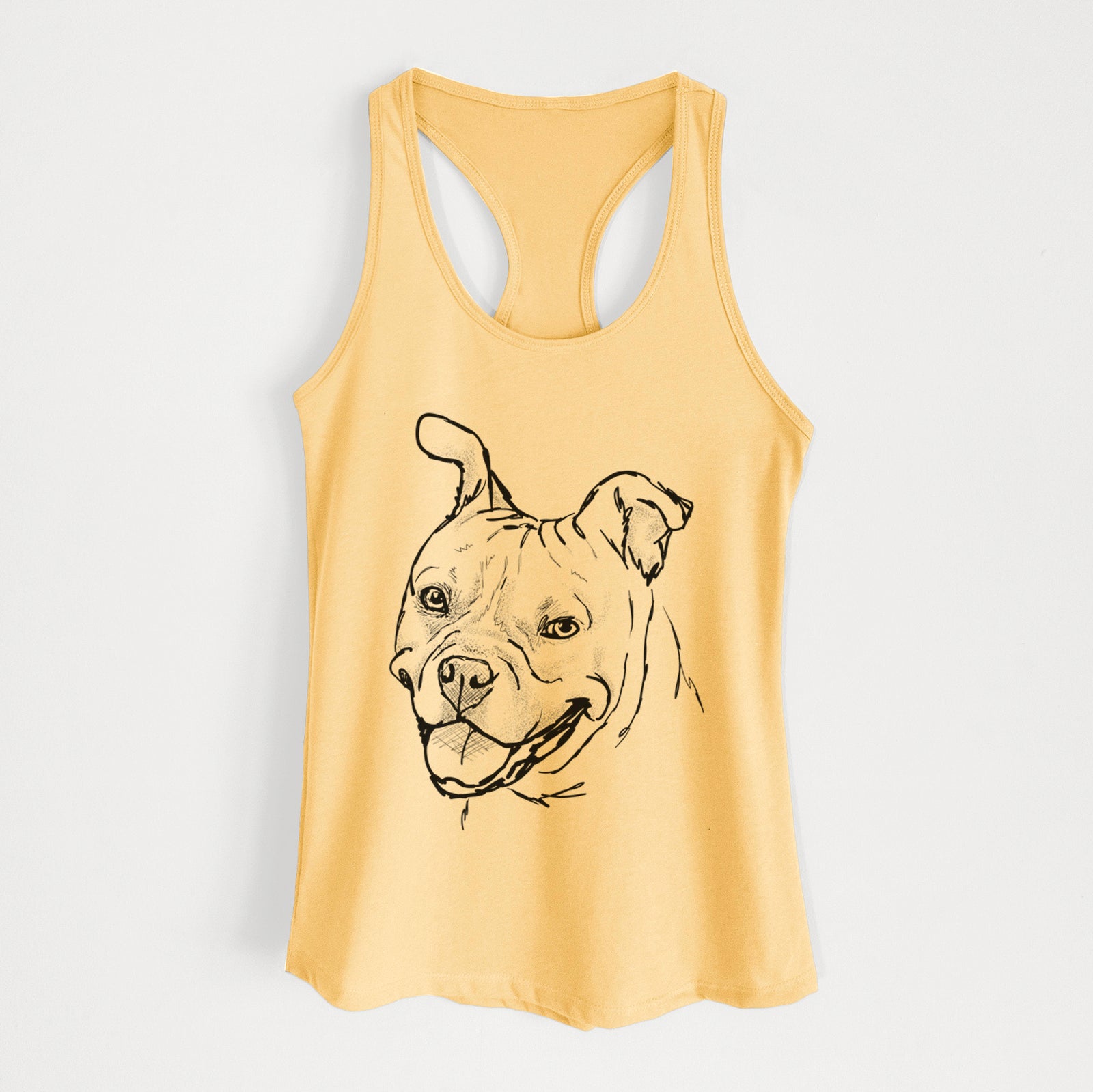 Doodled Happy Koda Bear the Pitbull Mix - Women's Racerback Tanktop