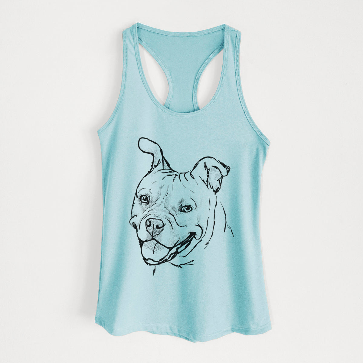 Doodled Happy Koda Bear the Pitbull Mix - Women&#39;s Racerback Tanktop