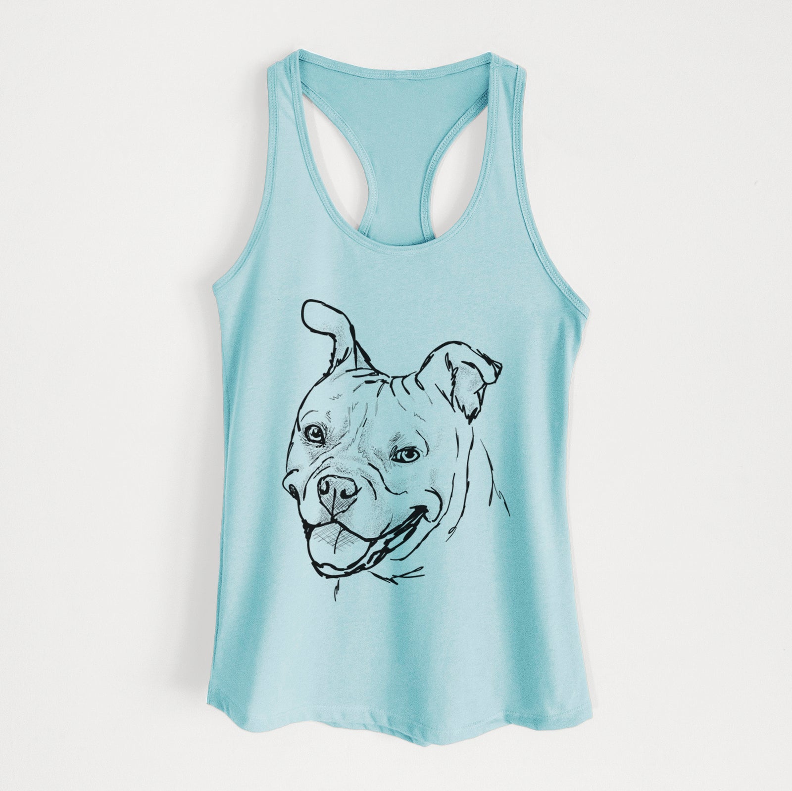 Doodled Happy Koda Bear the Pitbull Mix - Women's Racerback Tanktop