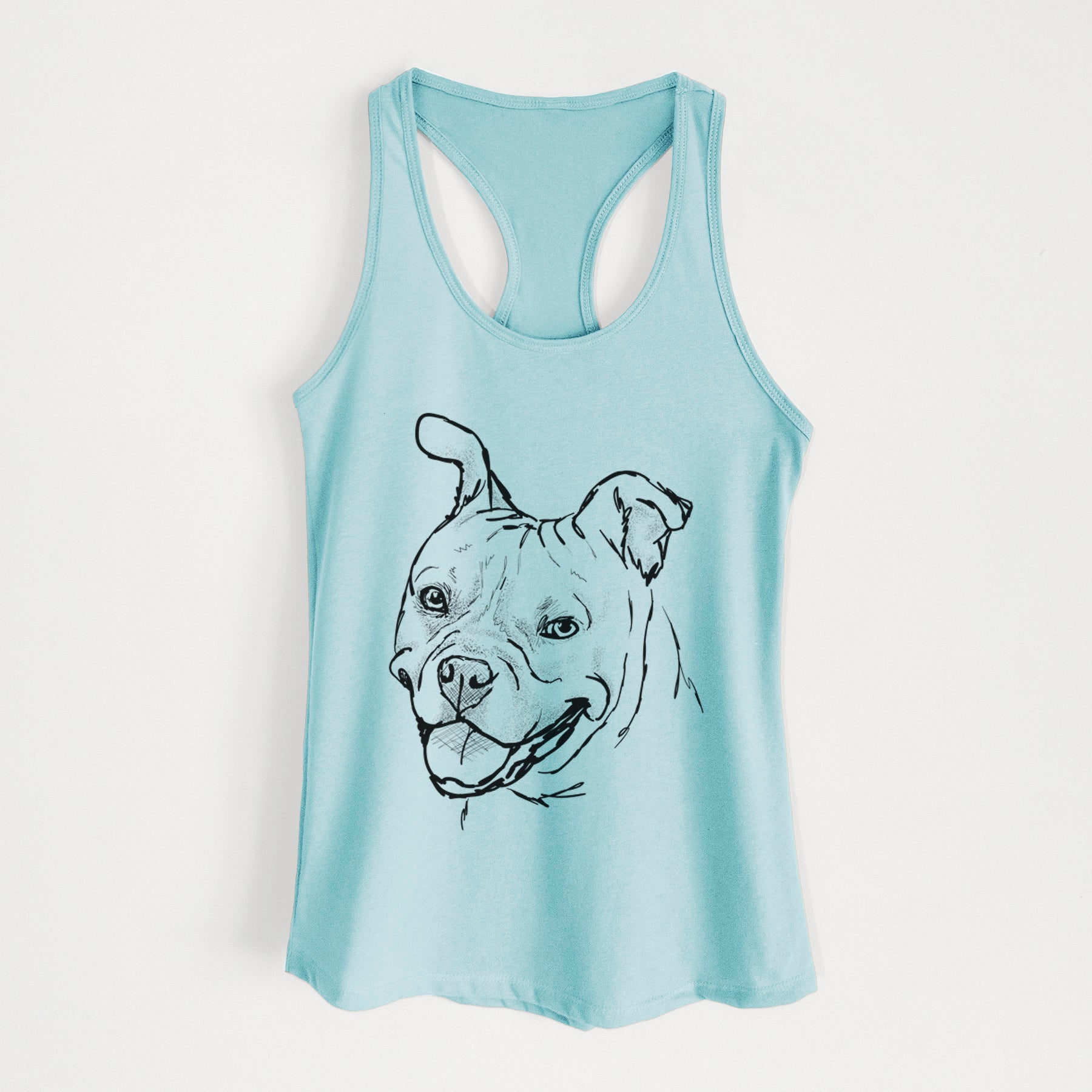 Doodled Happy Koda Bear the Pitbull Mix - Women's Racerback Tanktop