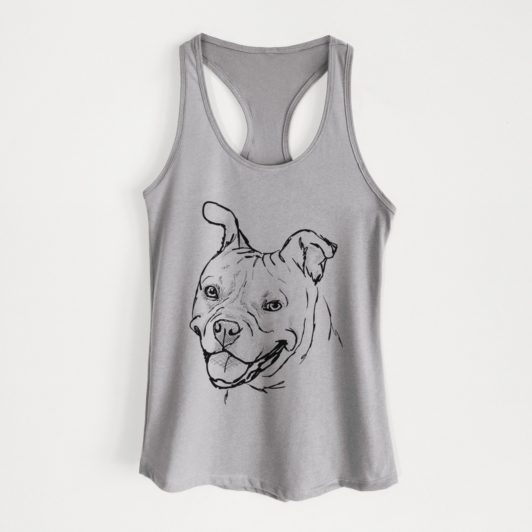 Doodled Happy Koda Bear the Pitbull Mix - Women's Racerback Tanktop