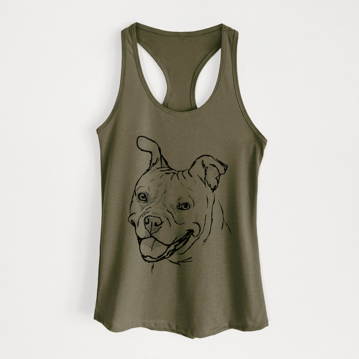 Doodled Happy Koda Bear the Pitbull Mix - Women's Racerback Tanktop
