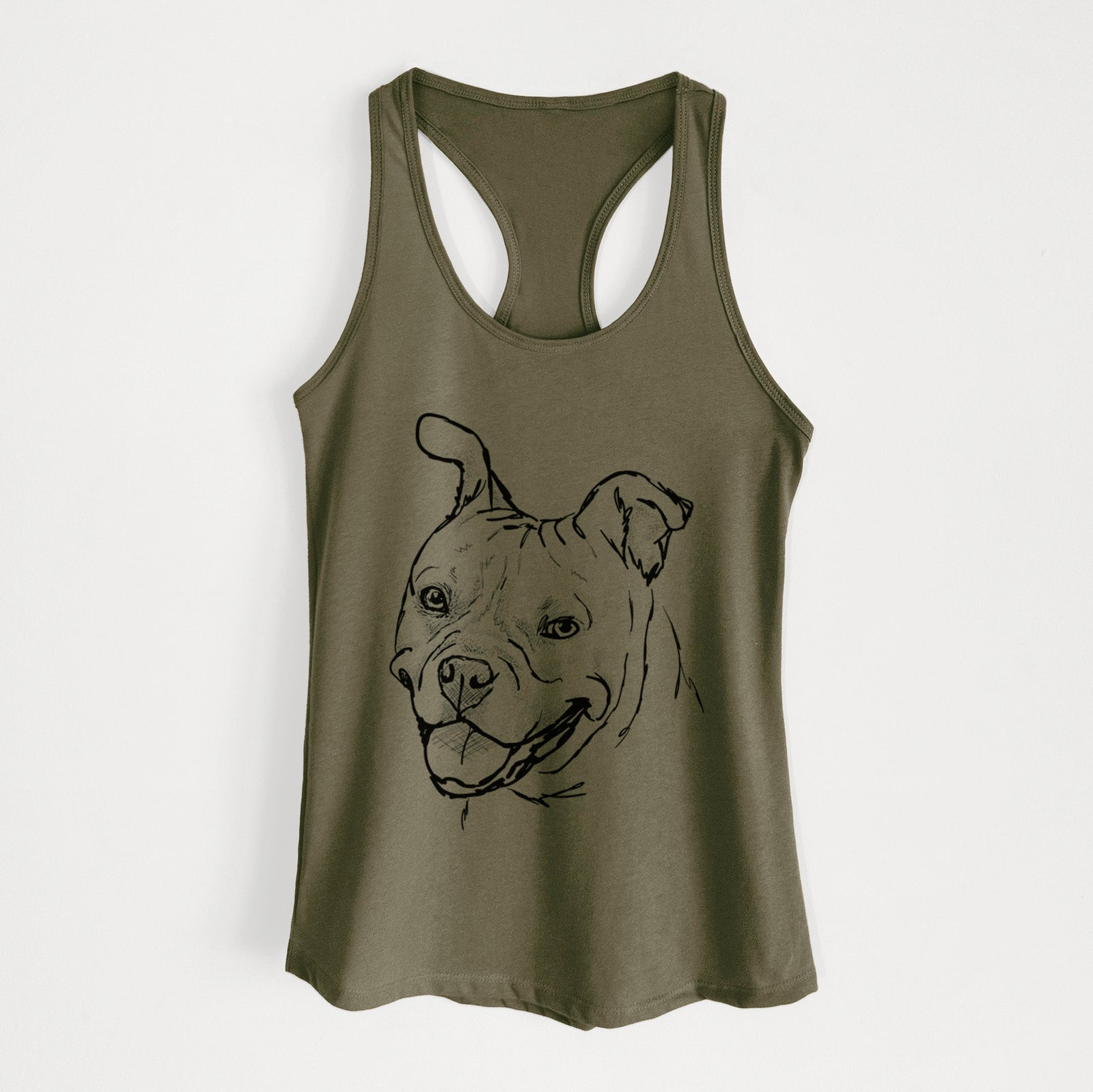 Doodled Happy Koda Bear the Pitbull Mix - Women's Racerback Tanktop