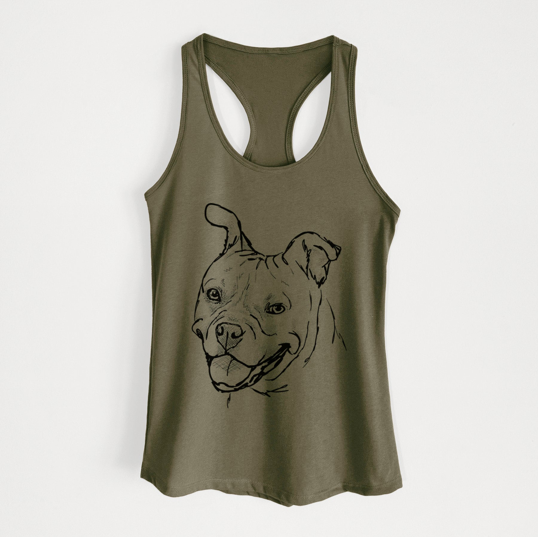 Doodled Happy Koda Bear the Pitbull Mix - Women's Racerback Tanktop