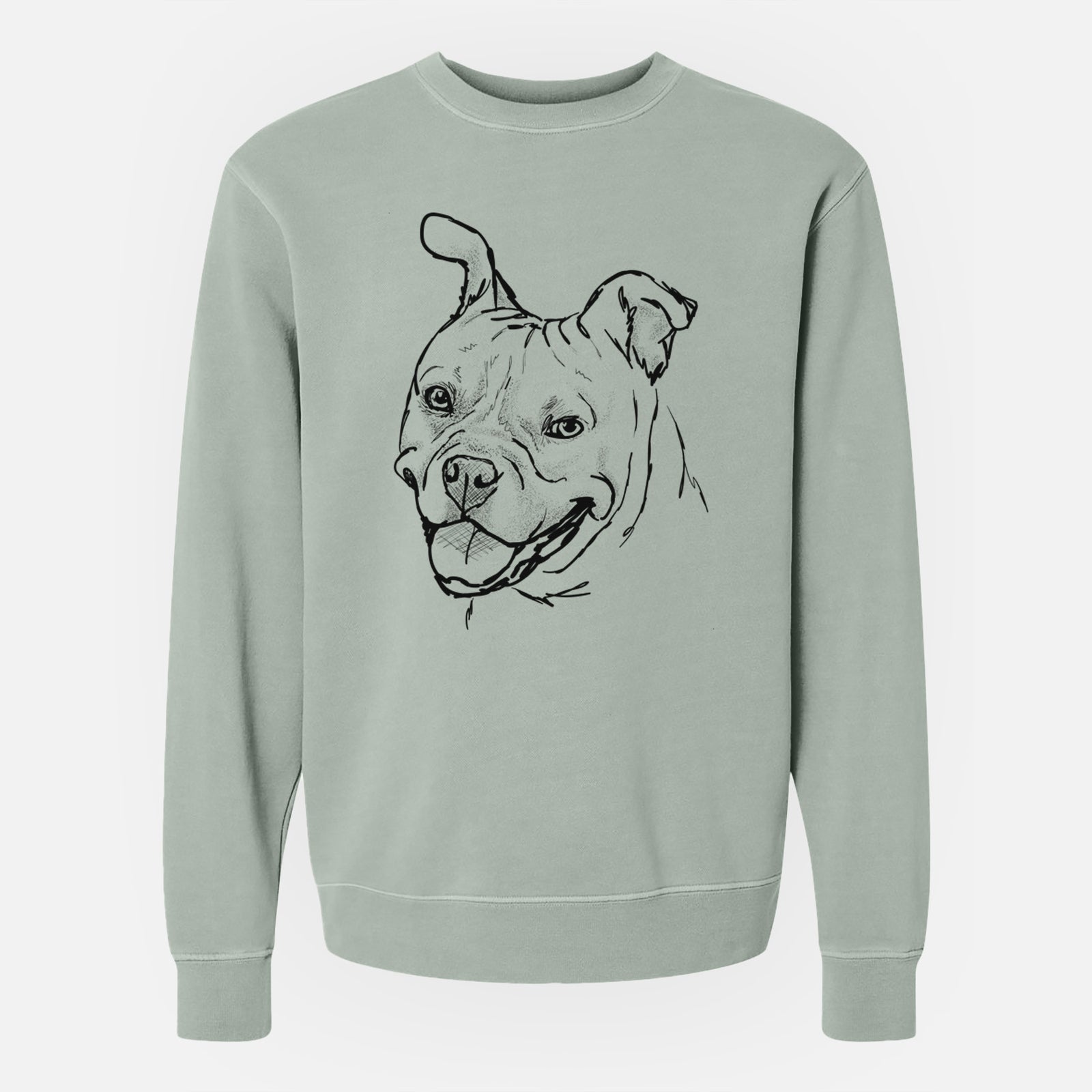 Doodled Happy Koda Bear the Pitbull Mix - Unisex Pigment Dyed Crew Sweatshirt