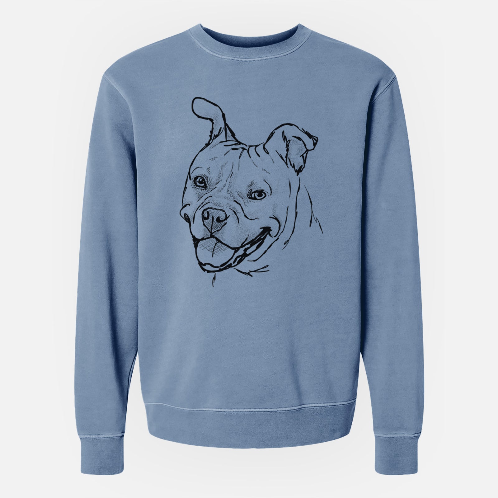 Doodled Happy Koda Bear the Pitbull Mix - Unisex Pigment Dyed Crew Sweatshirt