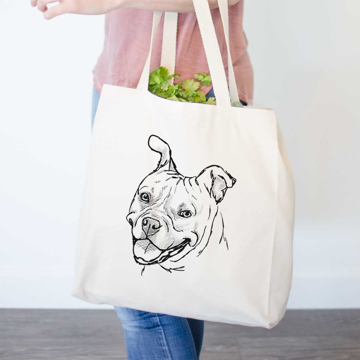 Doodled Happy Koda Bear the Pitbull Mix - Tote Bag