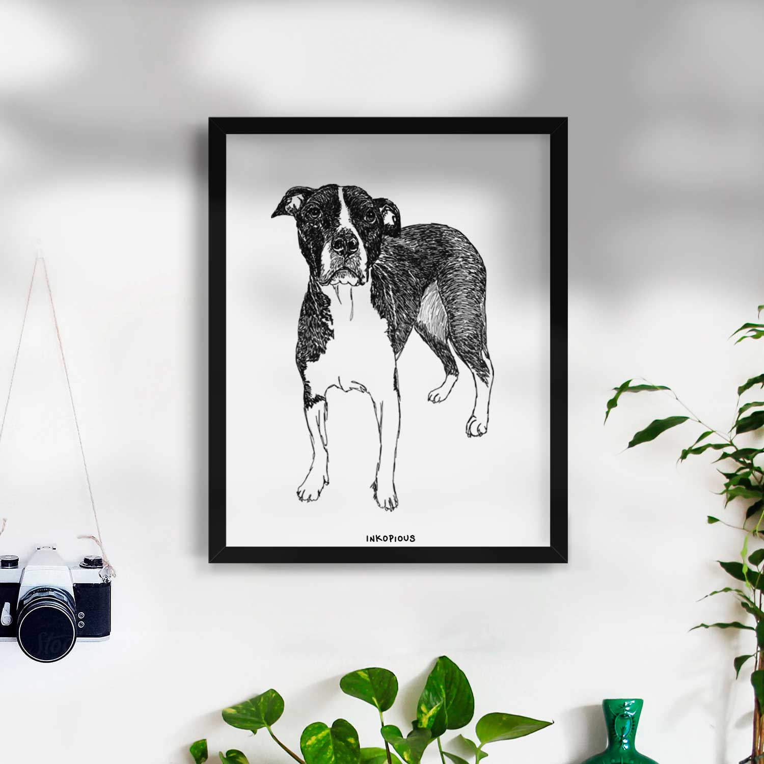 Doodled Harley Quinn the American Staffordshire Terrier Art Print