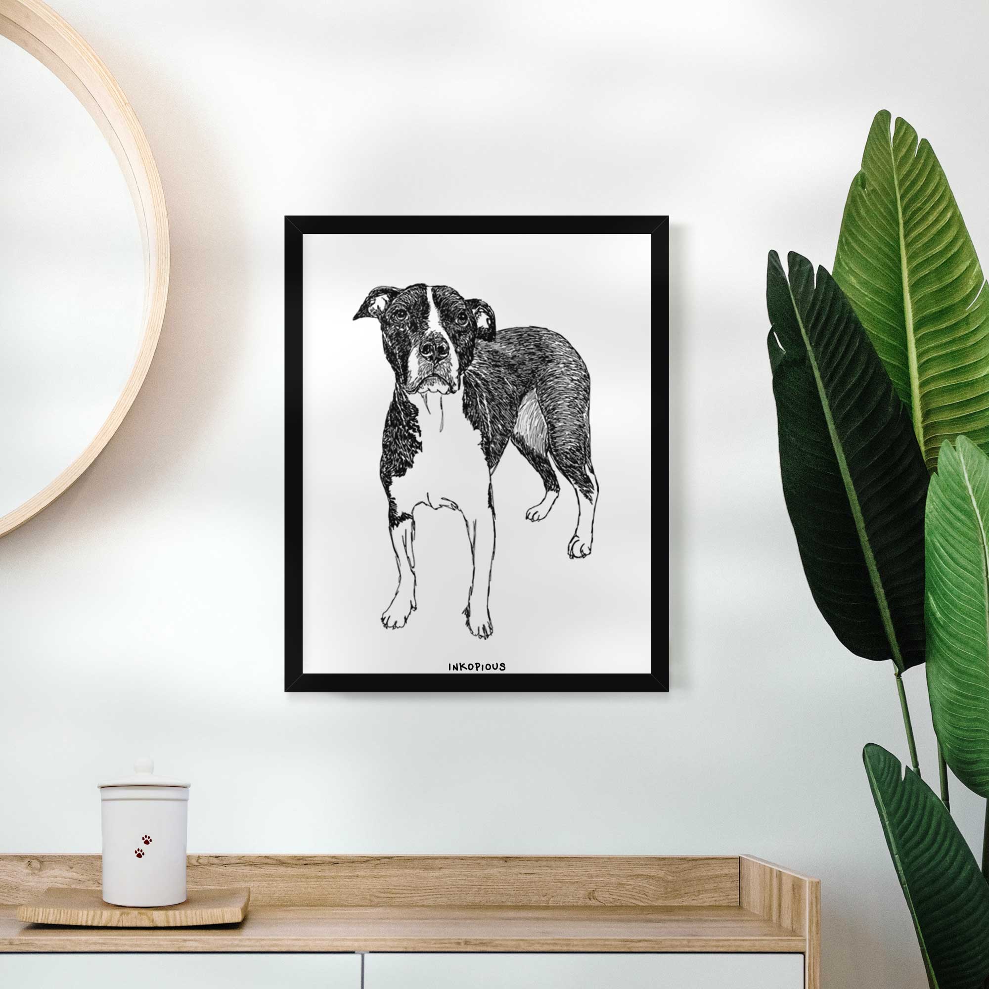 Doodled Harley Quinn the American Staffordshire Terrier Art Print