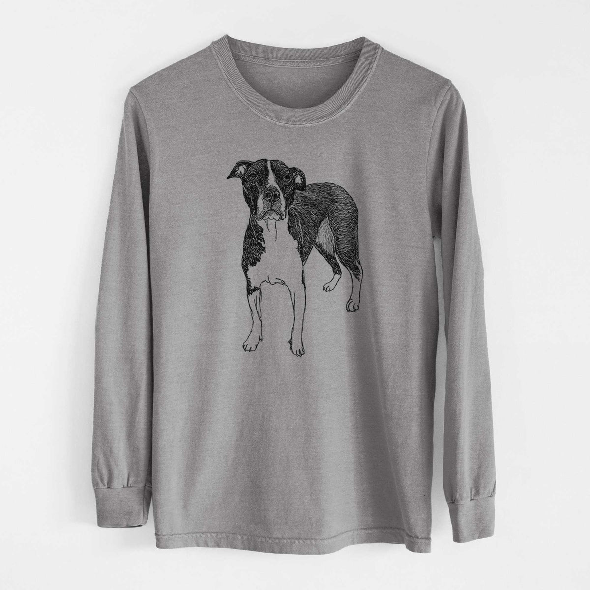 Doodled Harley Quinn the American Staffordshire Terrier - Heavyweight 100% Cotton Long Sleeve