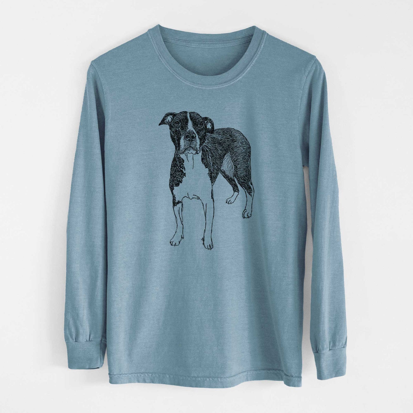 Doodled Harley Quinn the American Staffordshire Terrier - Heavyweight 100% Cotton Long Sleeve