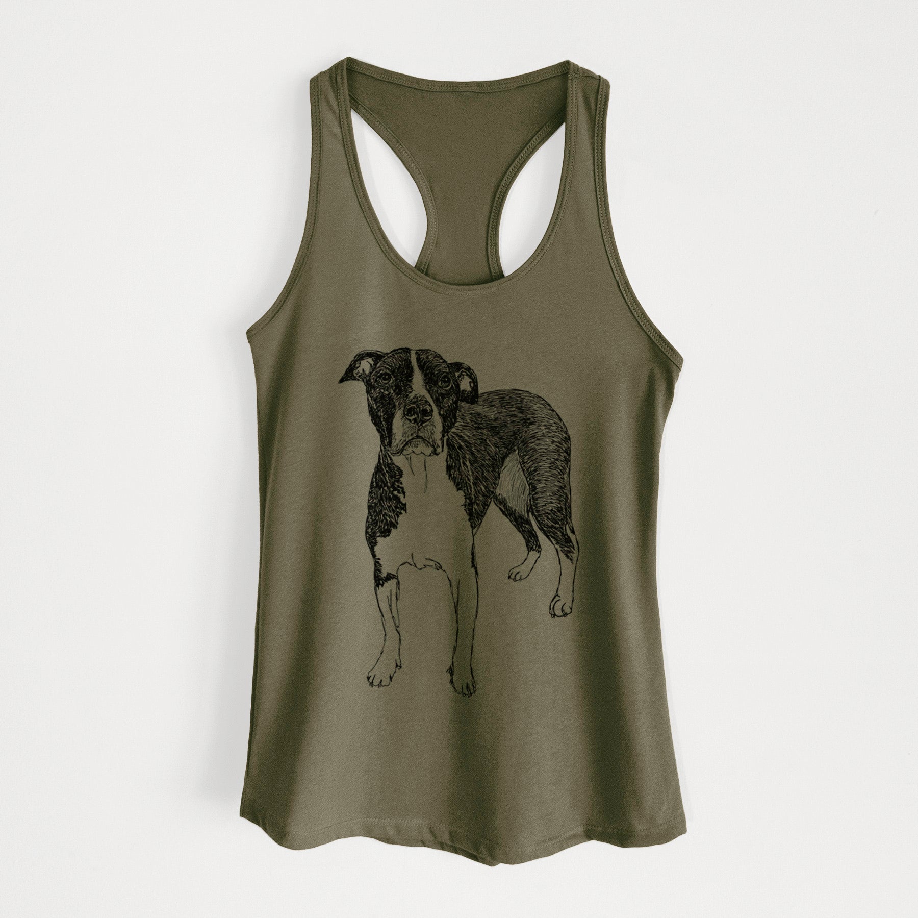 Doodled Harley Quinn the American Staffordshire Terrier - Women's Racerback Tanktop