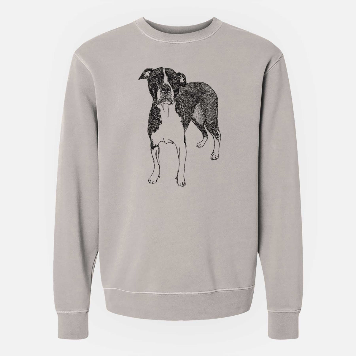 Doodled Harley Quinn the American Staffordshire Terrier - Unisex Pigment Dyed Crew Sweatshirt