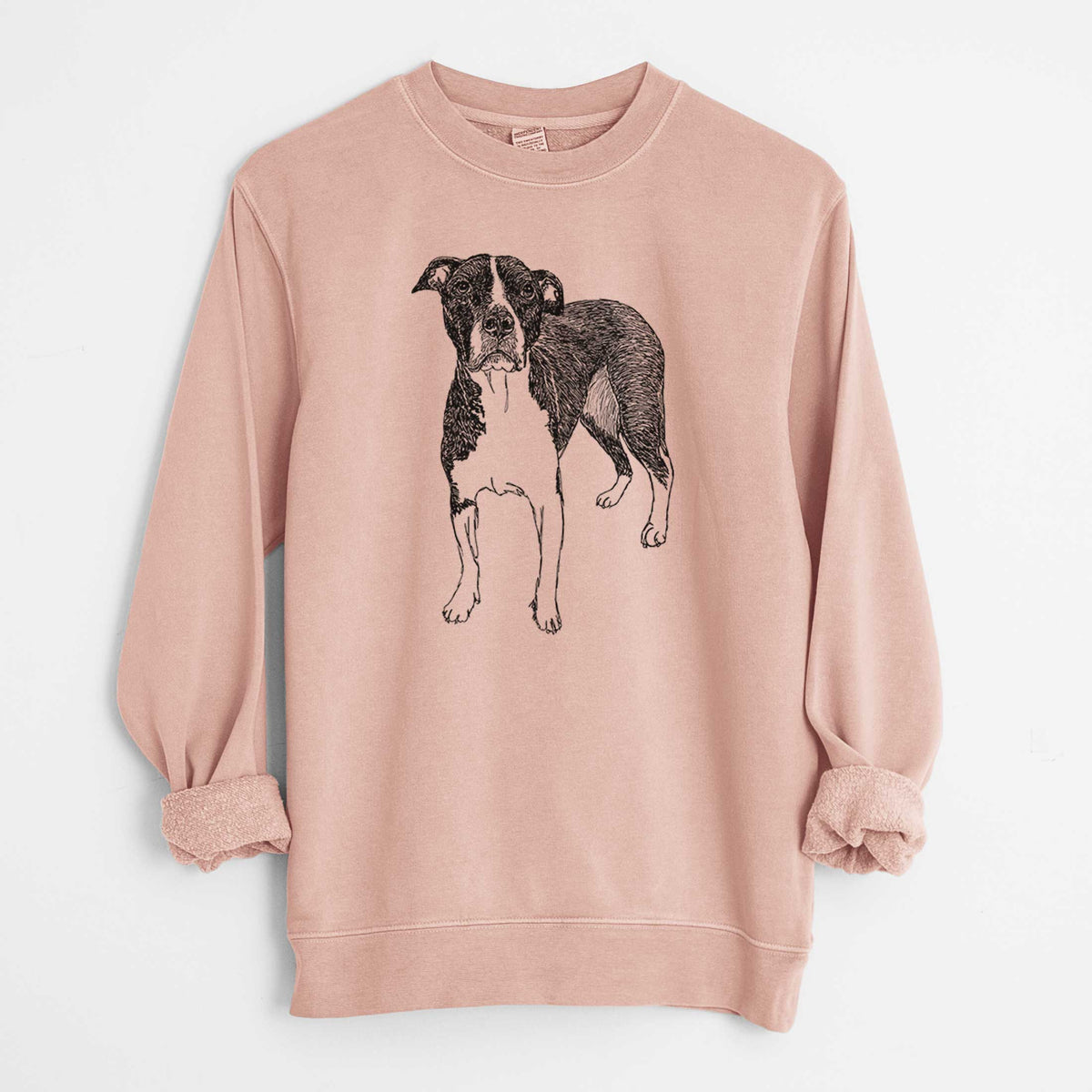 Doodled Harley Quinn the American Staffordshire Terrier - Unisex Pigment Dyed Crew Sweatshirt