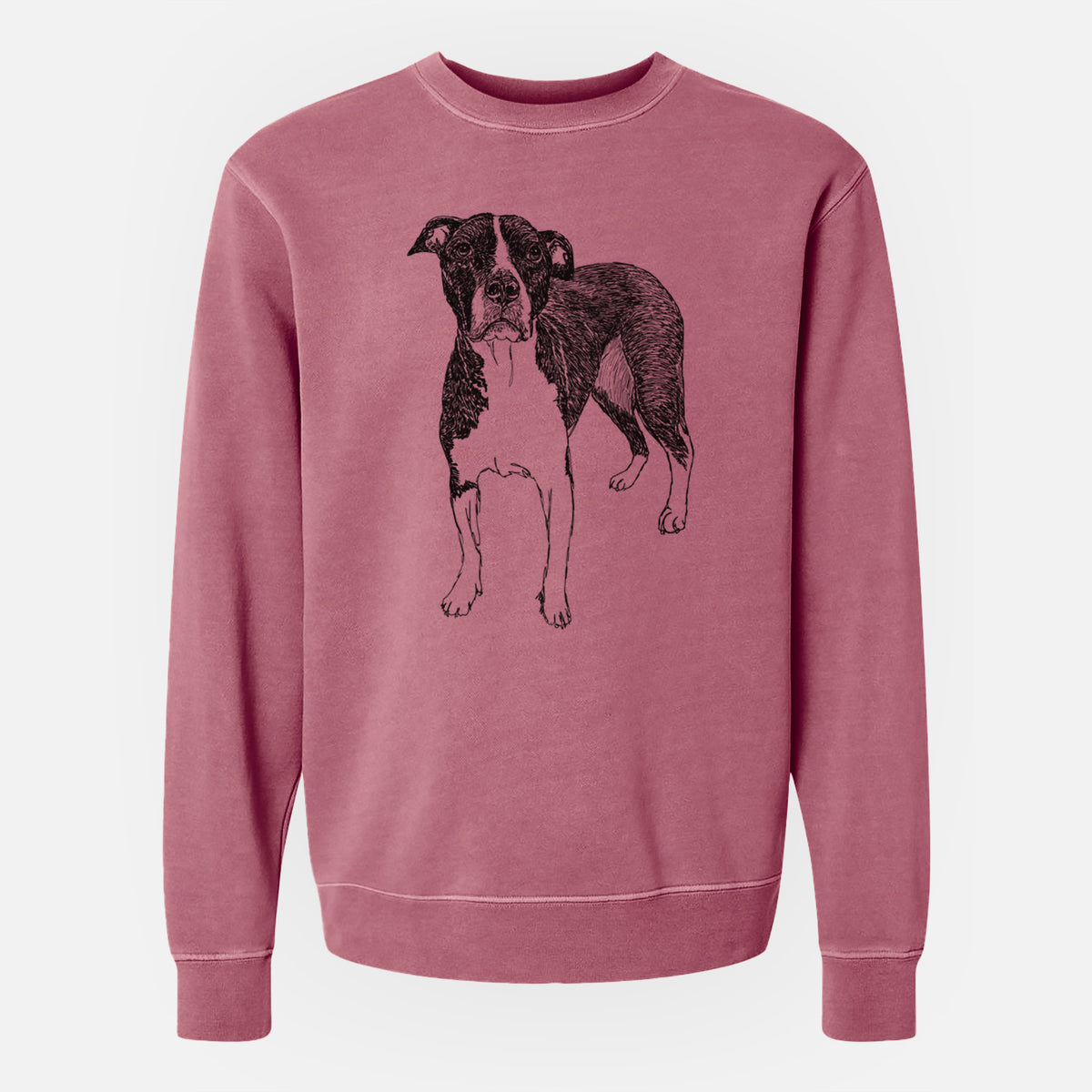 Doodled Harley Quinn the American Staffordshire Terrier - Unisex Pigment Dyed Crew Sweatshirt