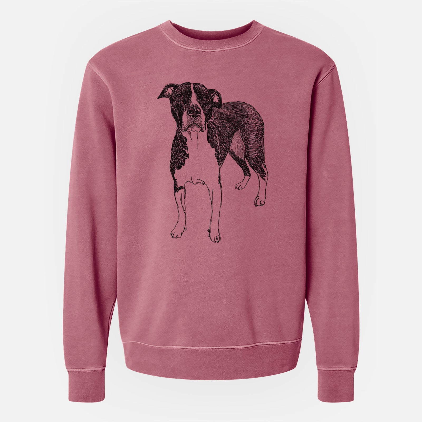 Doodled Harley Quinn the American Staffordshire Terrier - Unisex Pigment Dyed Crew Sweatshirt