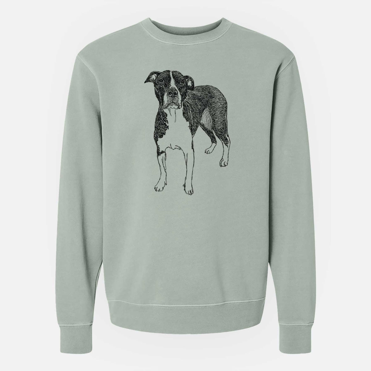 Doodled Harley Quinn the American Staffordshire Terrier - Unisex Pigment Dyed Crew Sweatshirt