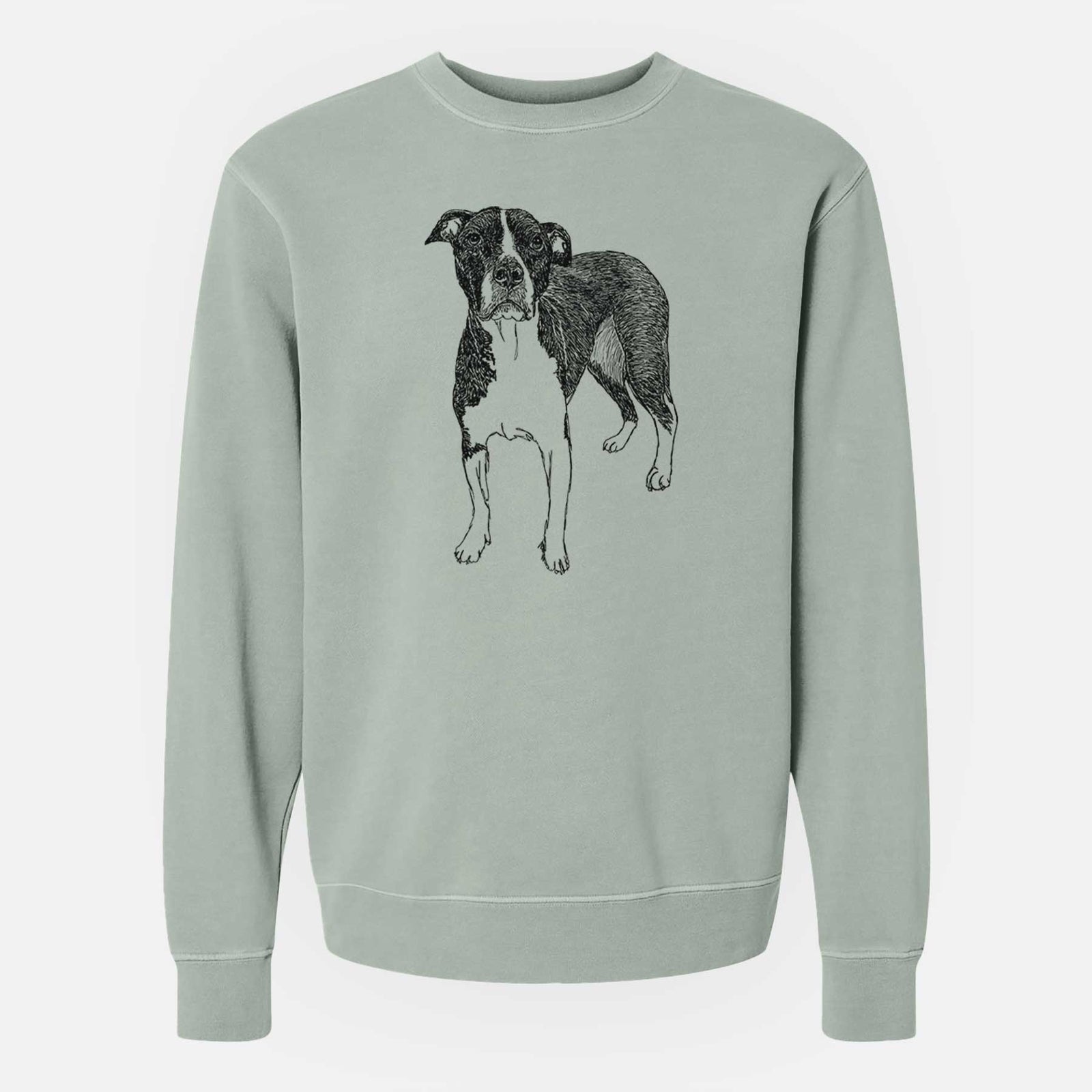 Doodled Harley Quinn the American Staffordshire Terrier - Unisex Pigment Dyed Crew Sweatshirt