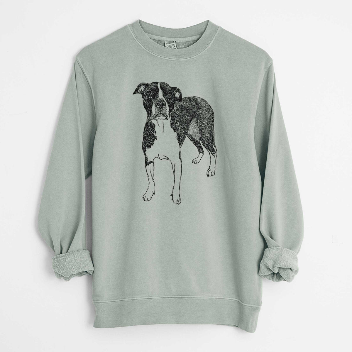Doodled Harley Quinn the American Staffordshire Terrier - Unisex Pigment Dyed Crew Sweatshirt
